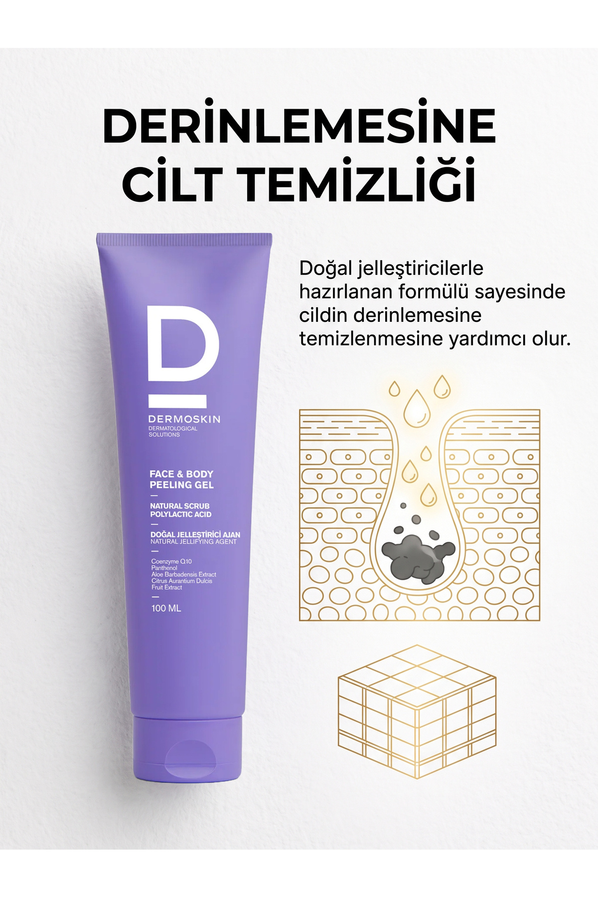 Face & Body Peeling Jel | Yüz ve Vücut Peelingi | Nemlendirici Probiyotik Cilt Bakımı | 100 ml — DER0293 — تصویر 5 از 8