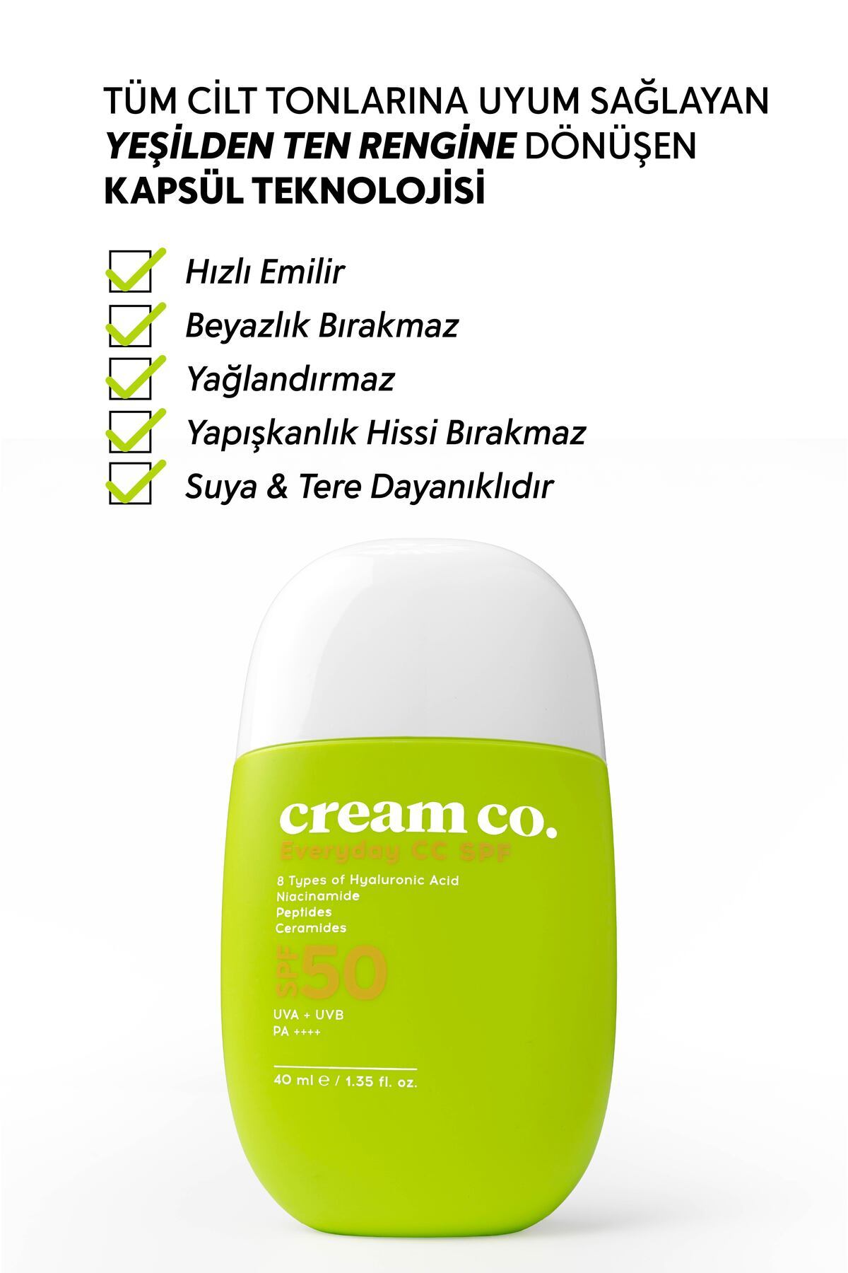 کرم ضد آفتاب سی سی کرم SPF 50 تون یکنواخت | روشن کننده ضد لک | ضد قرمزی | پپتید — رنگارنگ CC305 — تصویر 3 از 9