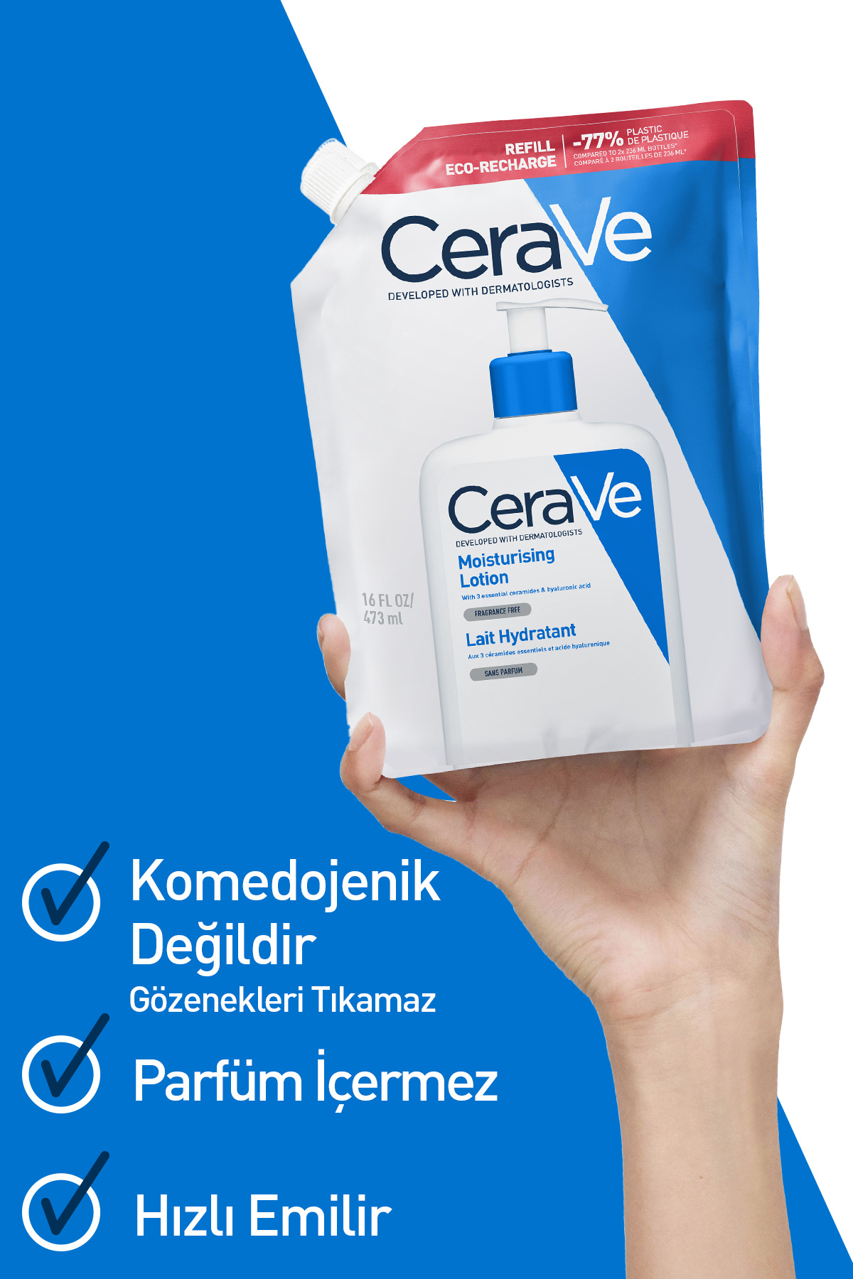 Hyalüronik Asit & Seramid İçerikli Nemlendirici Yüz&Vücut Losyonu REFILL Yeniden Dolum Paketi 473 ml — 3337875905633 — تصویر 4 از 8