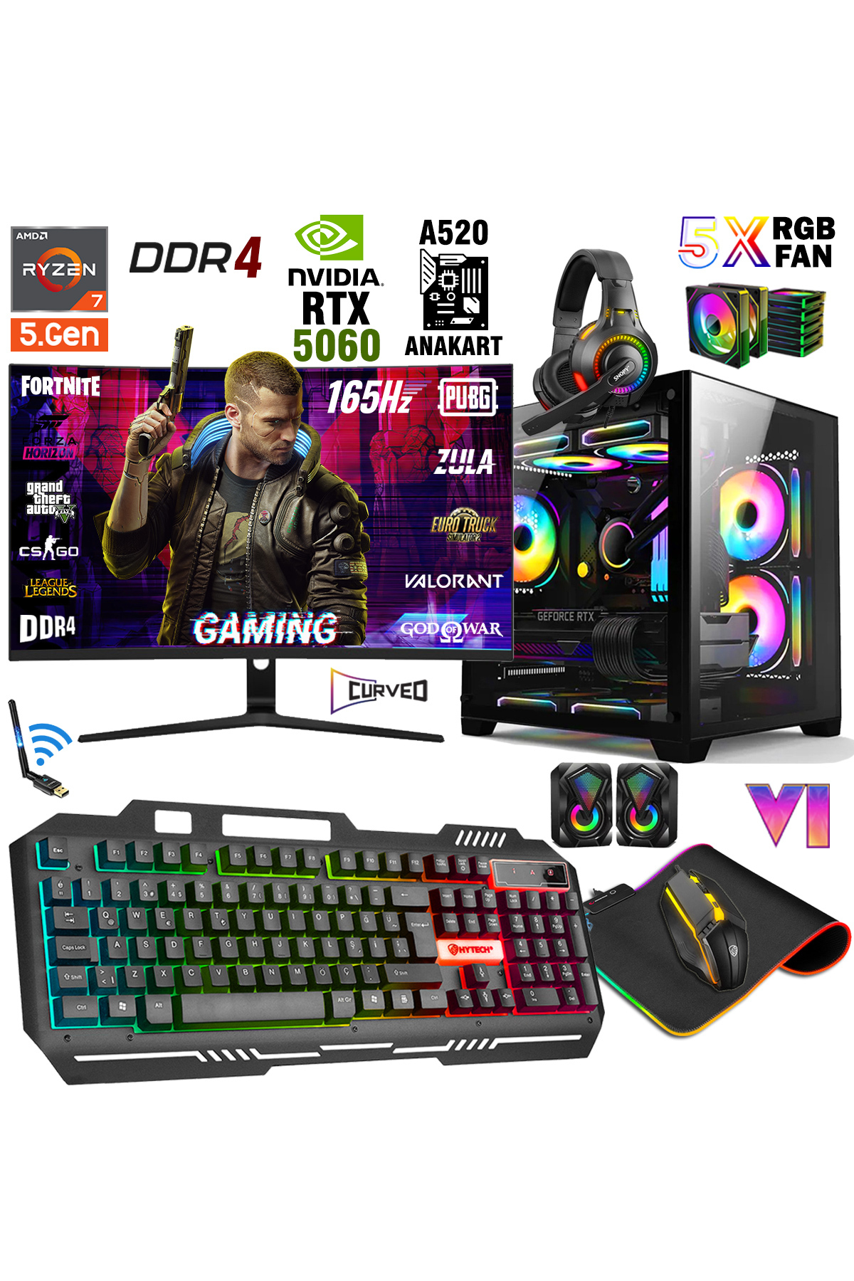 Zeiron Wolfazer X70 Ryzen 7 5700 64GB RAM 1TB SSD RTX5060 24