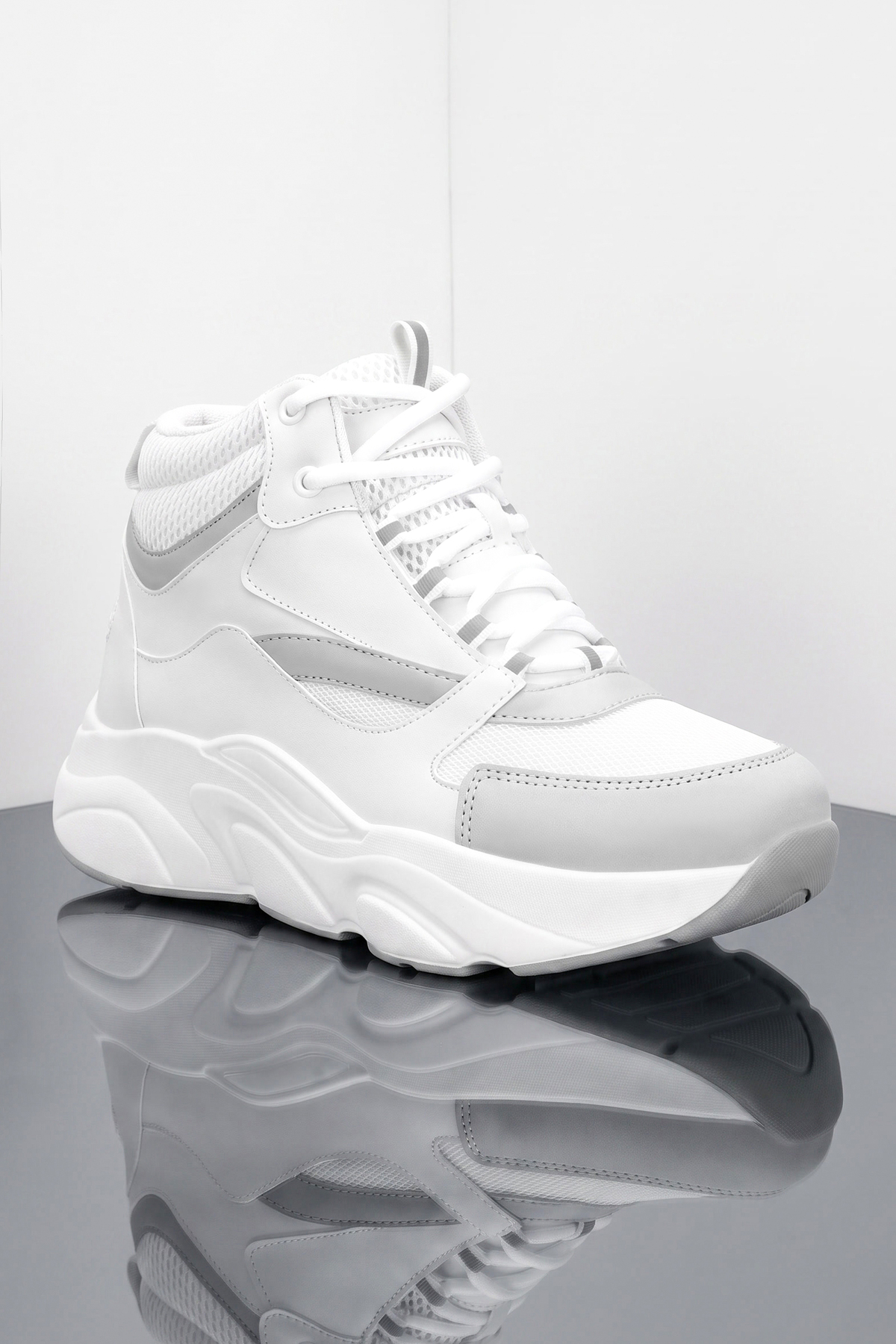 DARK SEER DS.MJ1838 Bilekli Beyaz Unisex Sneaker Günlük Bilekli Spor Ayakkabı