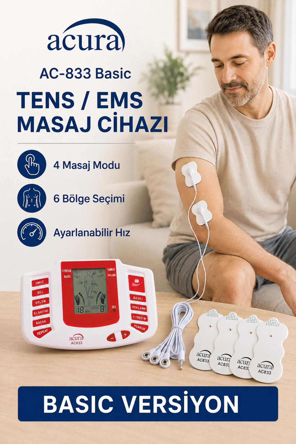 Acura AC-833 Basic Tens Cihazı Vibrasyonlu Masaj Aleti - Fiyatı