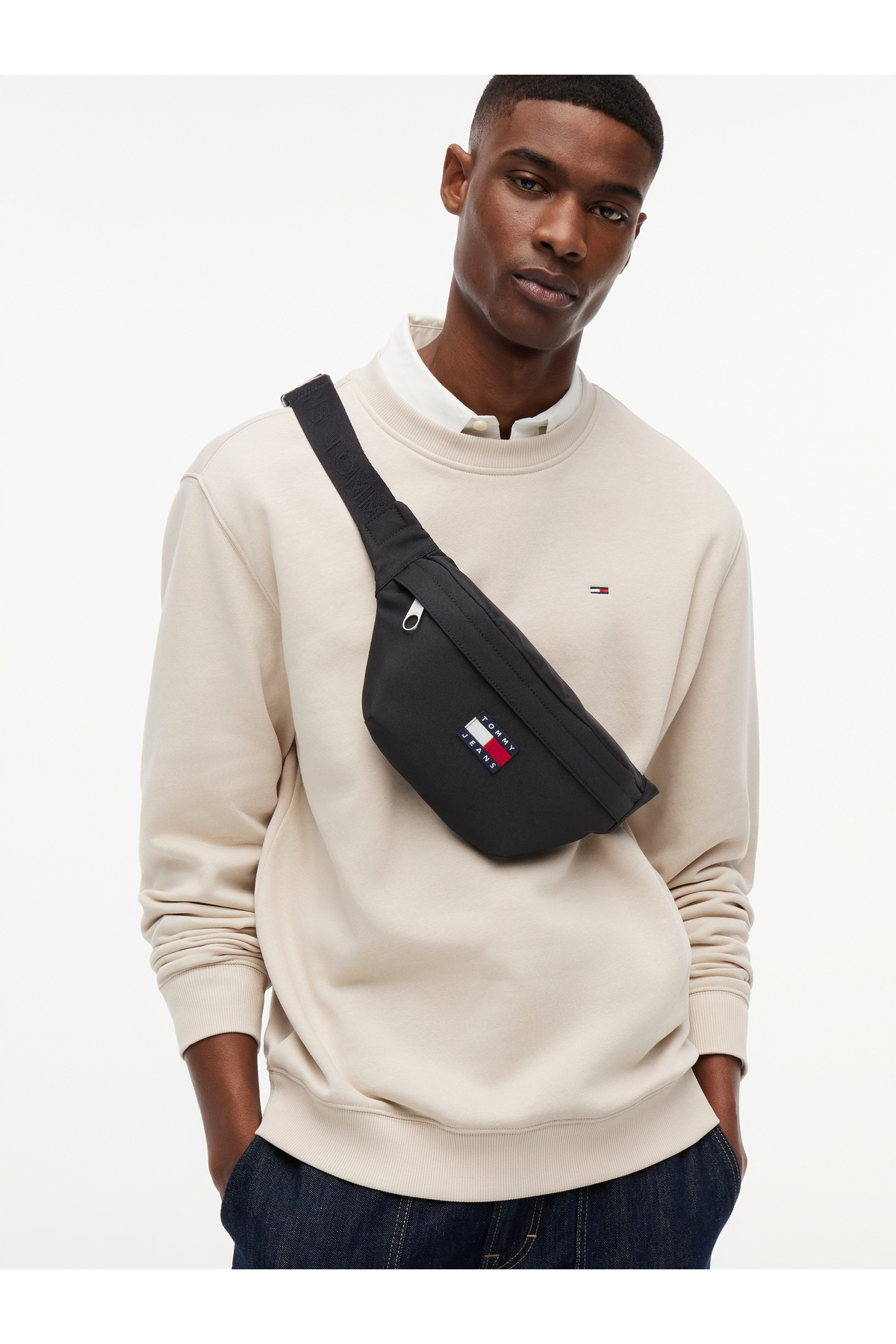 Tommy Hilfiger Erkek Marka Logolu Günlük Kullanıma Uygun Siyah Bel Çantası görsel 6