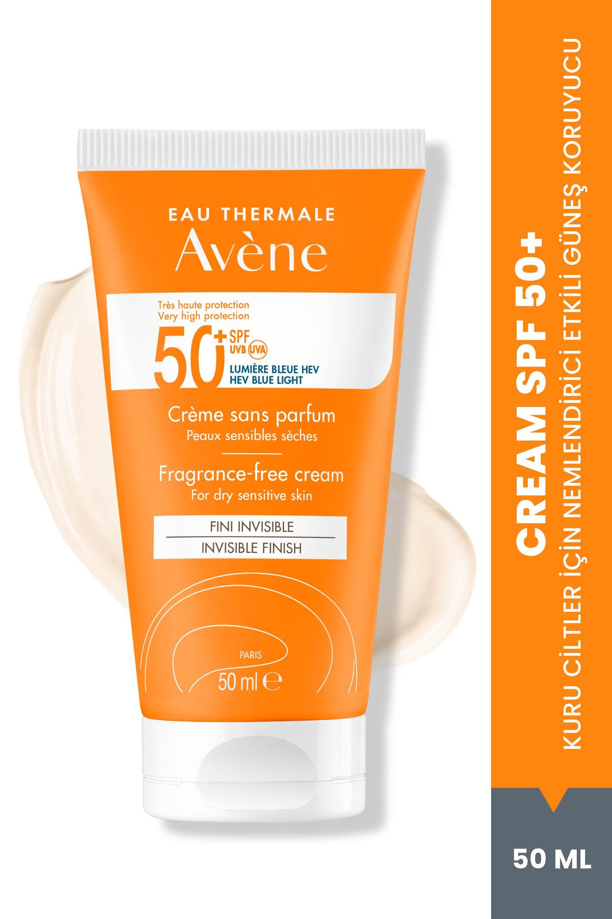 Avene کرم ضد آفتاب SPF 50+ مخصوص پوست خشک، محافظت بالا و مرطوب کننده، 50 میلی لیتر — 3282770149494