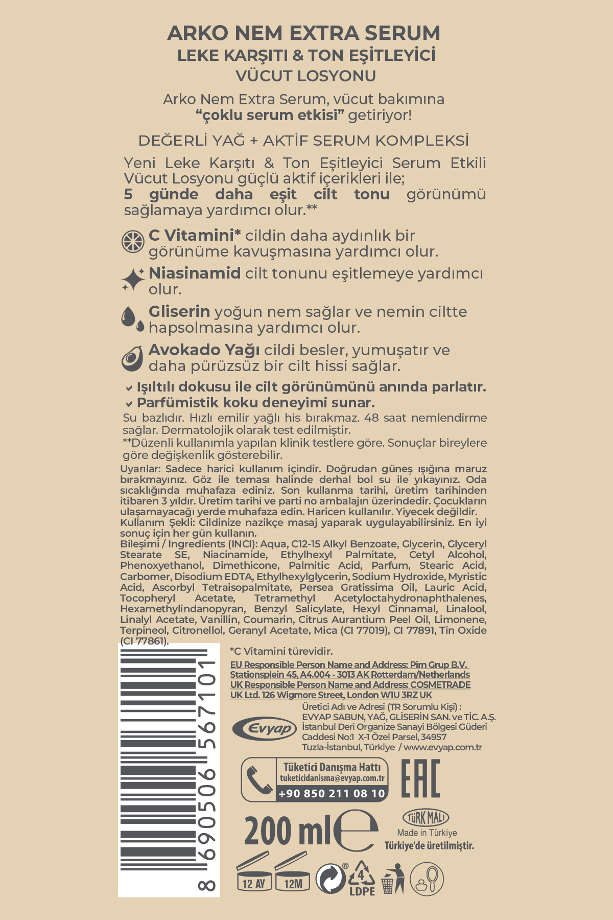 Extra Serum Leke Karşıtı & Ton Eşitleyici Vücut Losyonu 200 Ml — 8690506567101 — تصویر 6 از 6