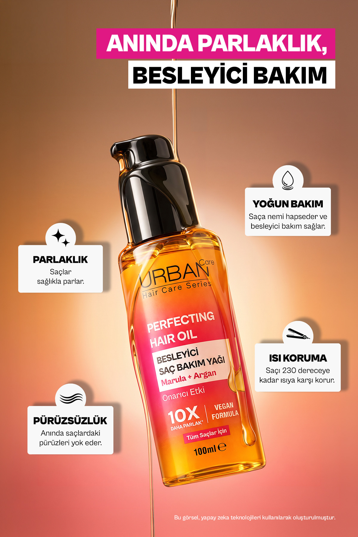 Perfecting Marula ve Argan Yağı Besleyici Parlaklık Veren Saç Bakım Yağı -100ML-vegan — 8680690713194 — تصویر 5 از 8