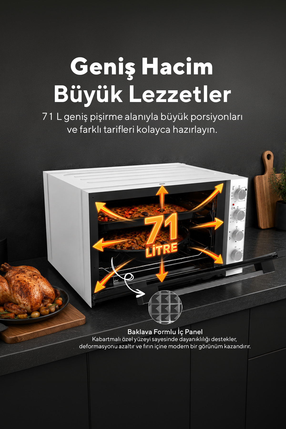 فر پخت میدی 71 لیتری پیلیç چرخشی مدل LX-9645 سفید