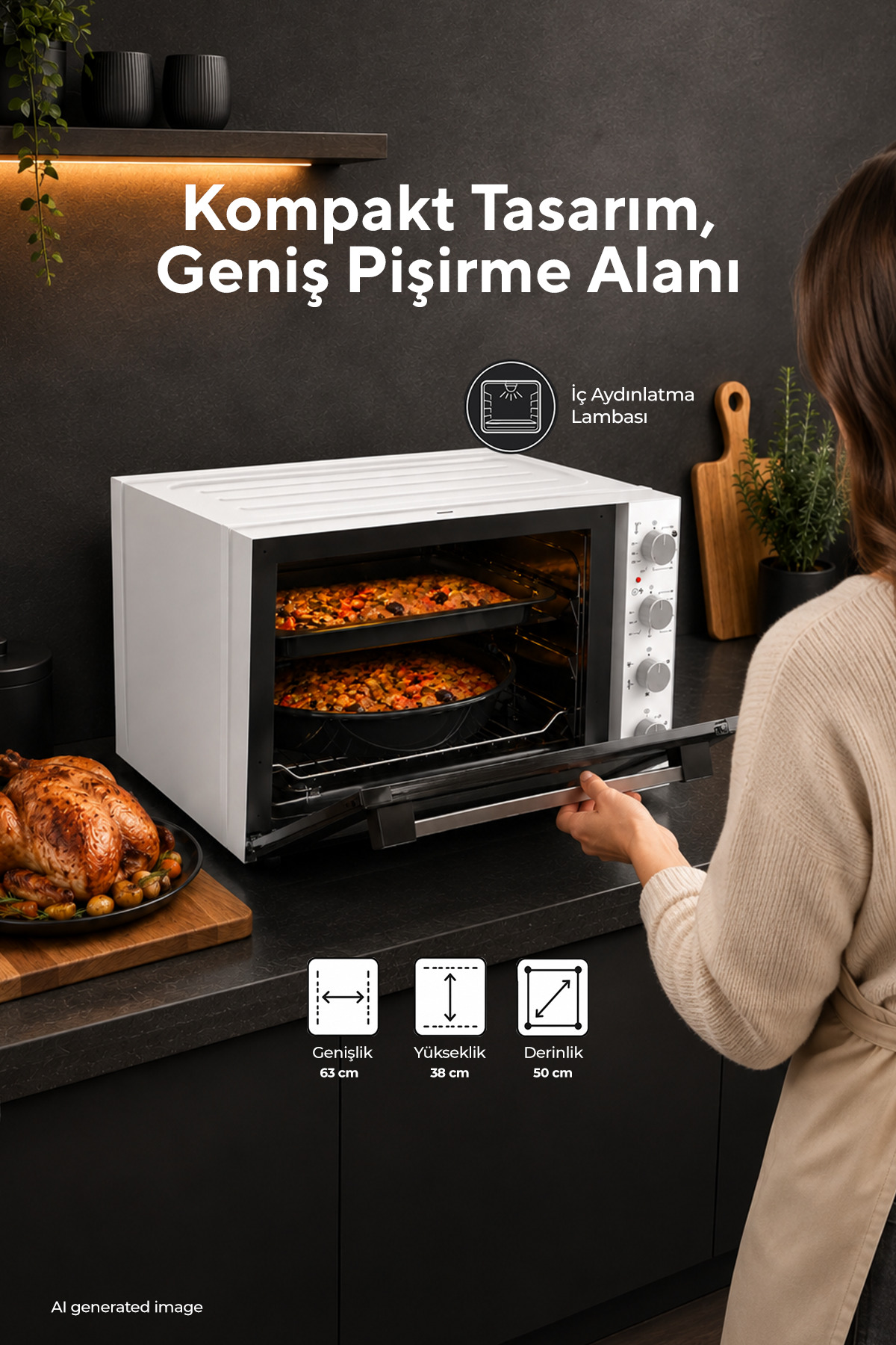 فر پخت میدی 71 لیتری پیلیç چرخشی مدل LX-9645 سفید