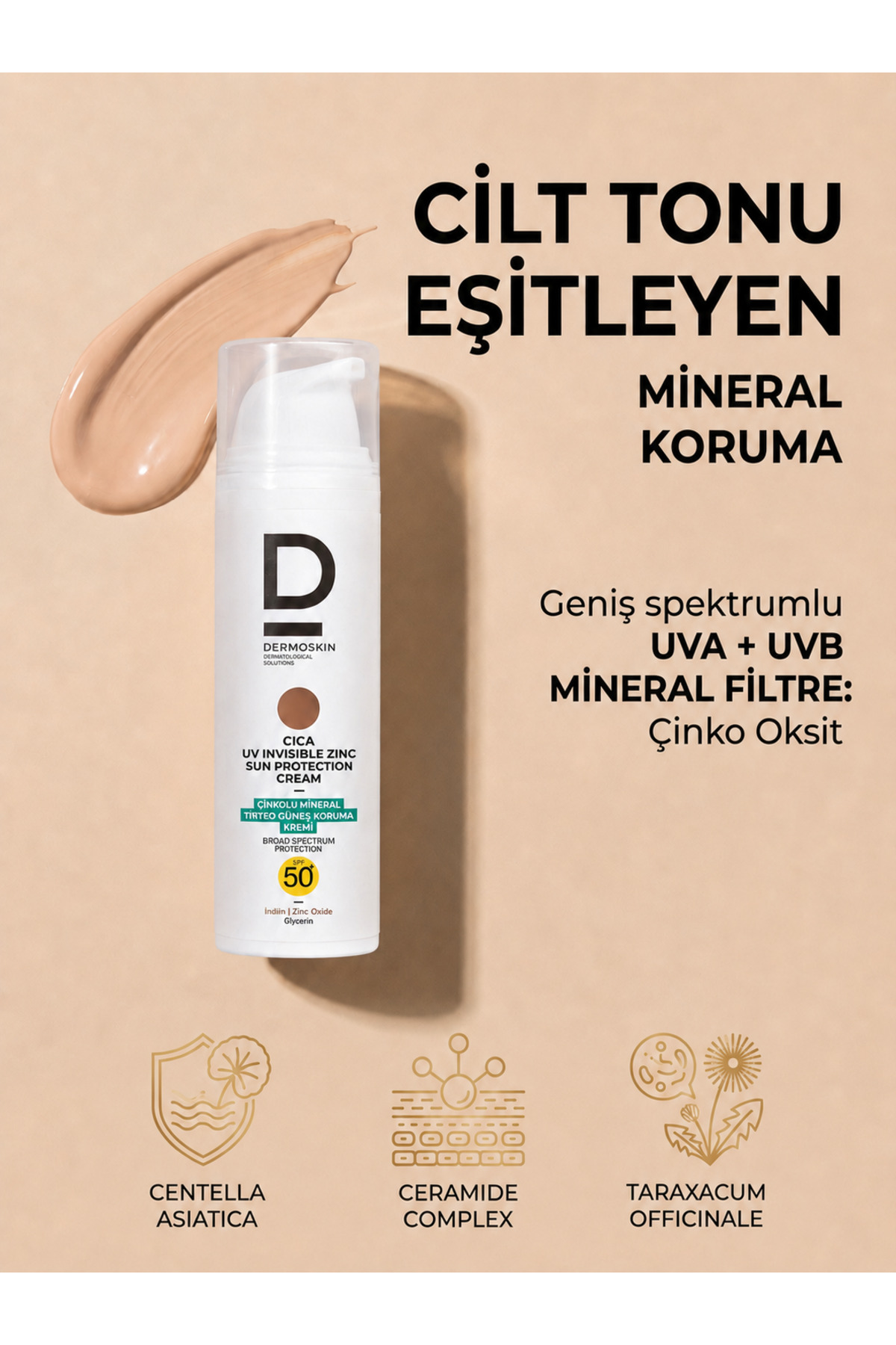 Tinted UV Invisible Zinc Cica Sun Cream SPF50 50 ml — 8697796003333 — تصویر 3 از 6