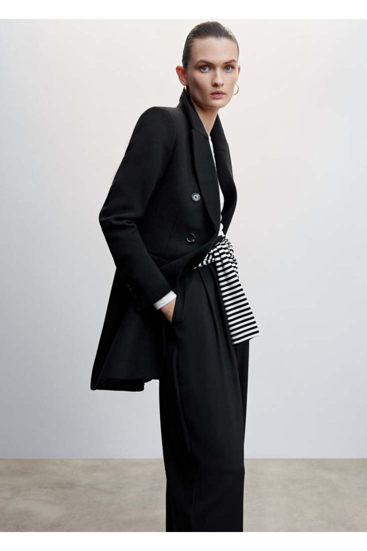 MANGO Woman Kadın Siyah Palto 47250039 görsel 7