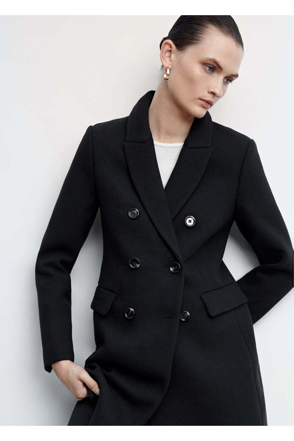 MANGO Woman Kadın Siyah Palto 47250039 görsel 4
