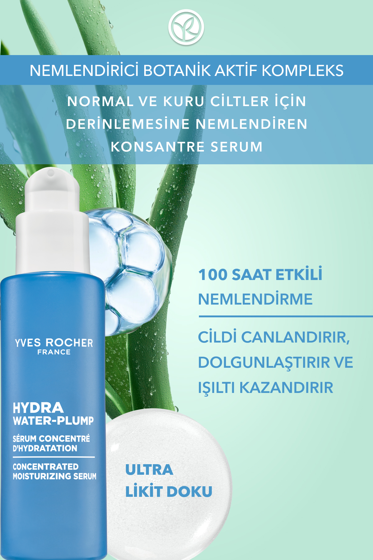 Konsantre Serum -2X Hyaluronik Asit, Aloe Vera-Hydra Water Plump Nemlendirici Botanik Kompleks 30ML — 57732 — تصویر 2 از 8