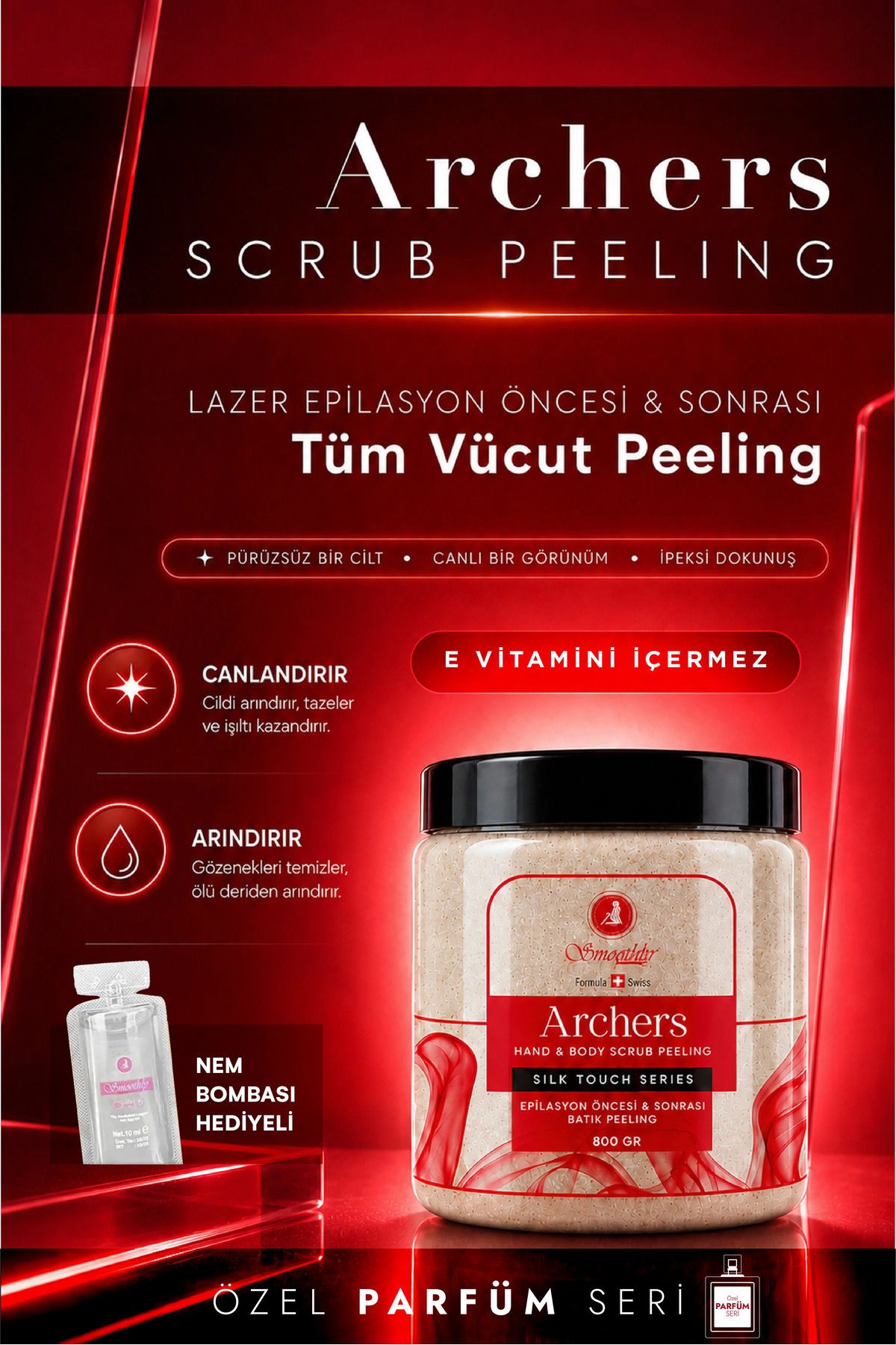 Smoothly Archers Özel Seri Kalıcı Kokulu Epilasyon Lazer Peeling Jilet Ağda Batık Pelling — ARCHESBEYAZKAPAK800g