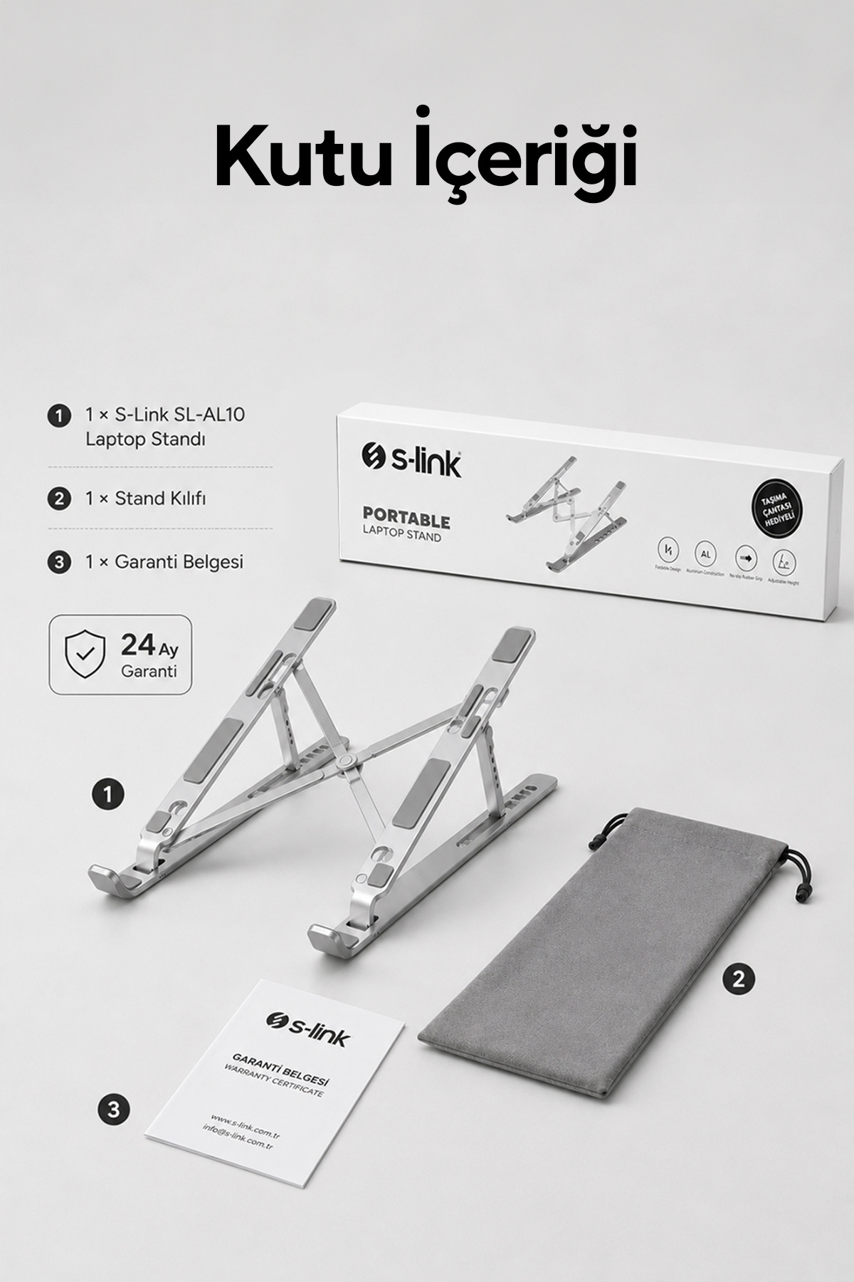 SL-AL10 Gümüş Alüminyum Laptop Stand 8
