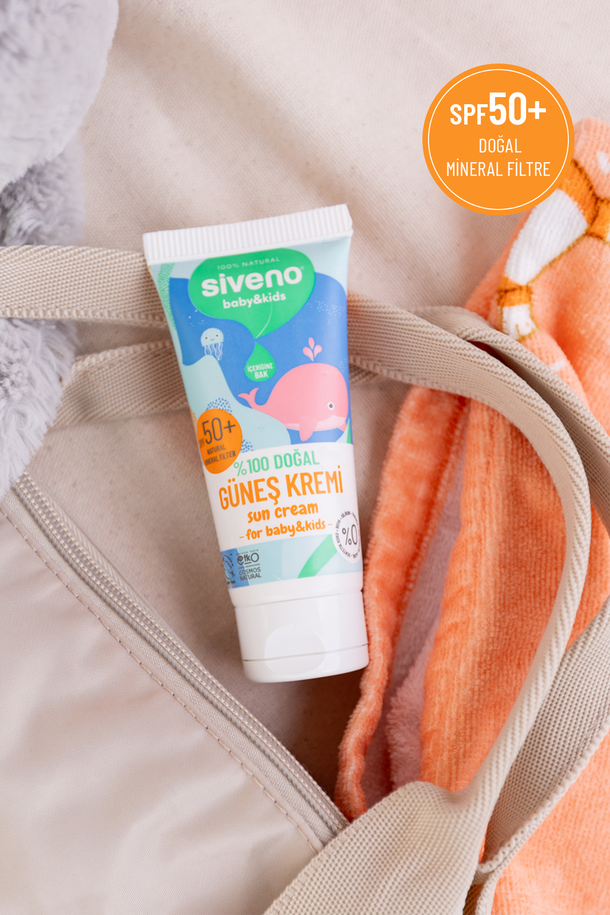 %100 Doğal Bebek Güneş Kremi Leke Karşıtı Nemlendirici Bitkisel Vegan SPF 50+ UVA UVB 50 ml — MSIV-000087 — تصویر 3 از 7