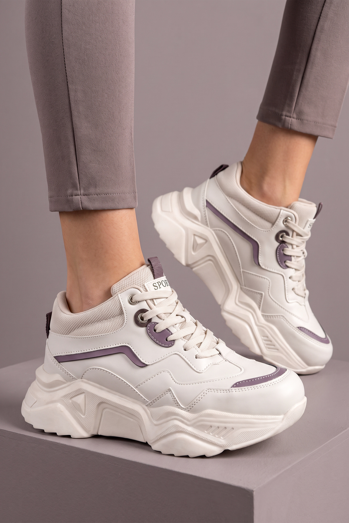 DS.PMD239K2110 Bilekli Mor Kadın Sneaker Günlük Bilekli Spor Ayakkabı 5