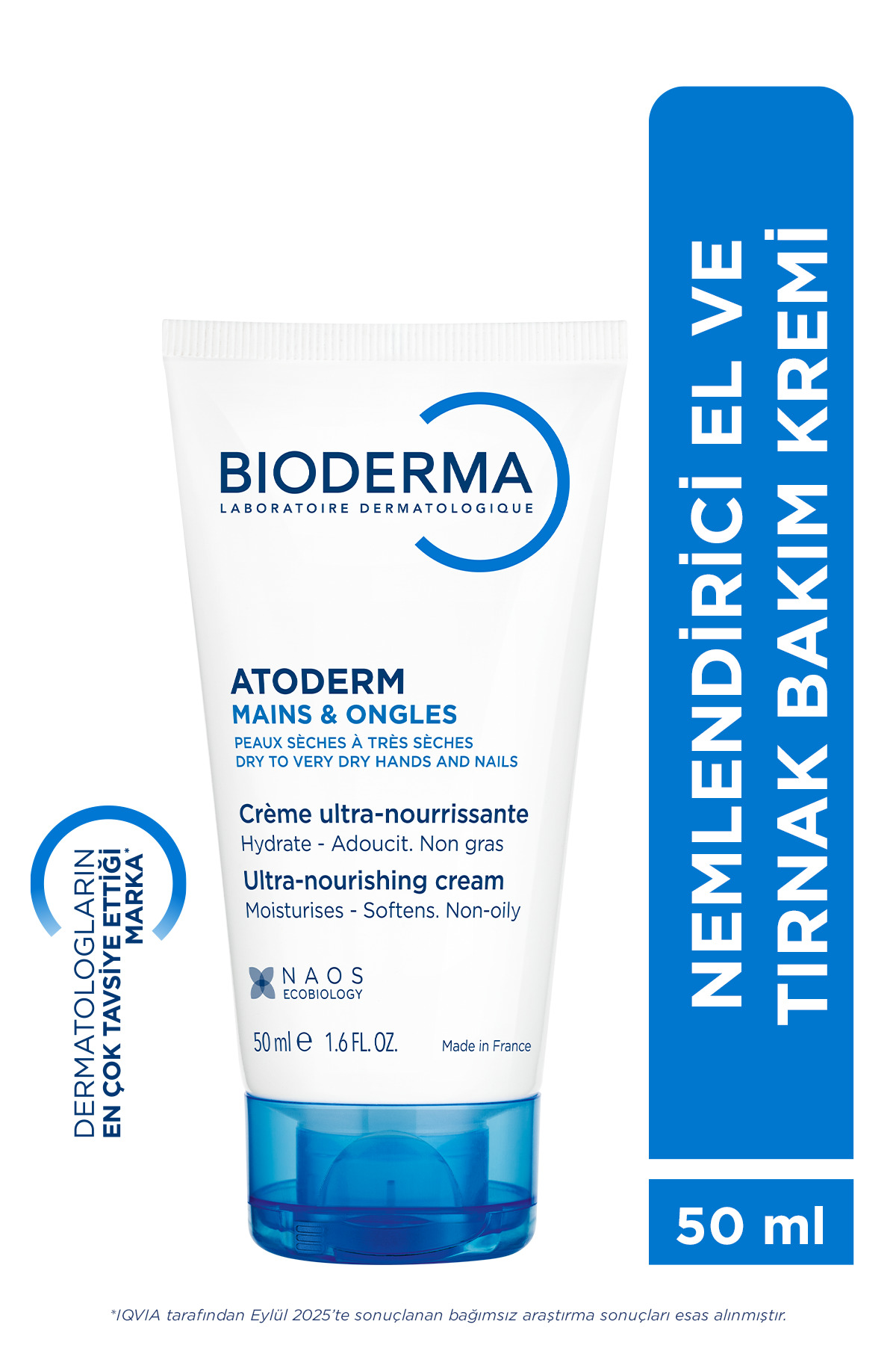 Bioderma Atoderm Hand Cream Kuru Ciltler Nemlendirici, Besleyici El,Tırnak Kremi Shea Yağı, Gliserin 50 ml — 3701129804193