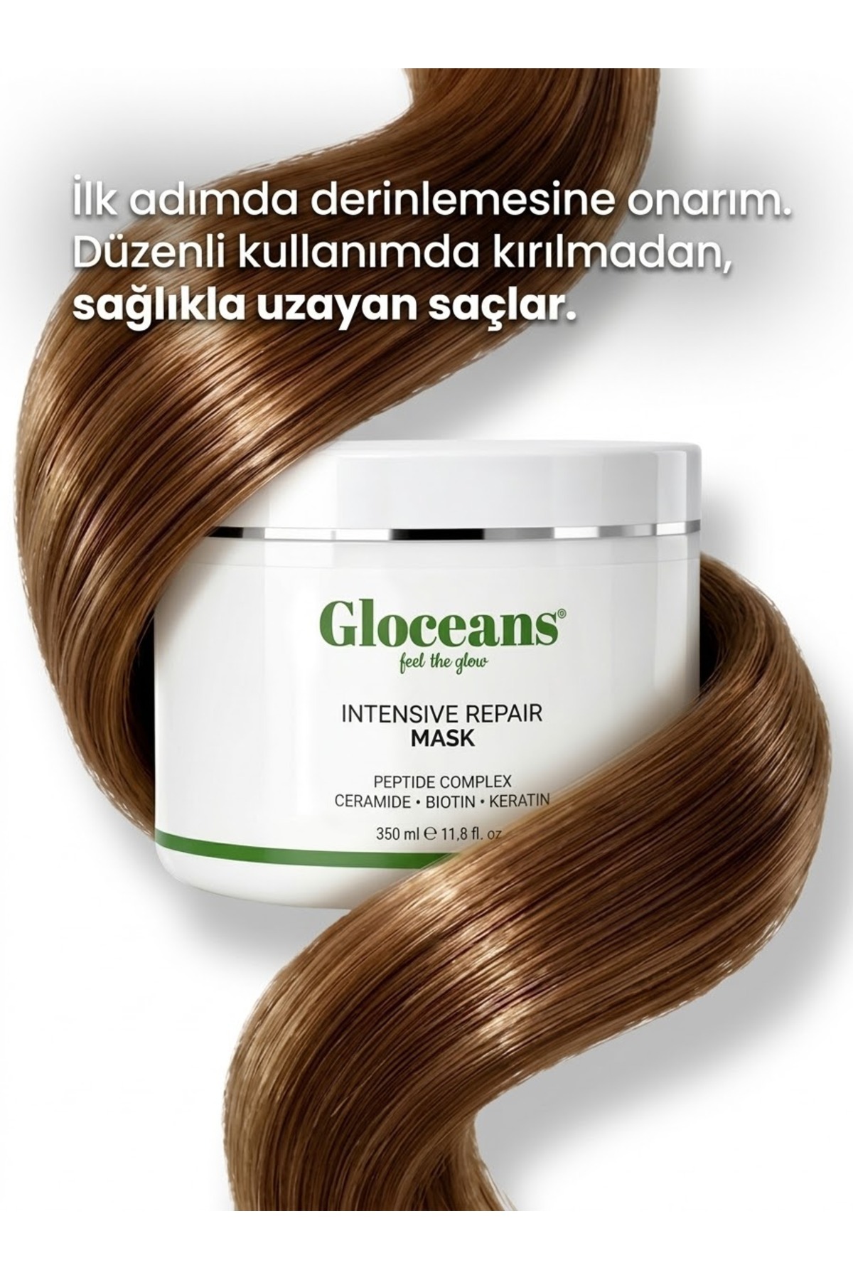 Dökülen ve Geç Uzayan Saçlar İçin Yoğun Onarıcı Saç Maskesi 350 ml — GLO-SM-SM001 — تصویر 2 از 5