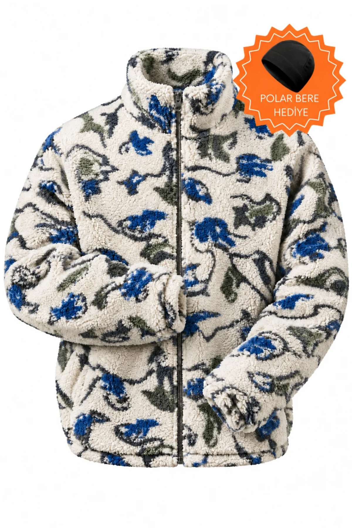GHASSY CO . Erkek Isı Termal İç Dış Sherpa Sonbahar Kış Tam Fermuarlı Peluş Polar Sweatshirt