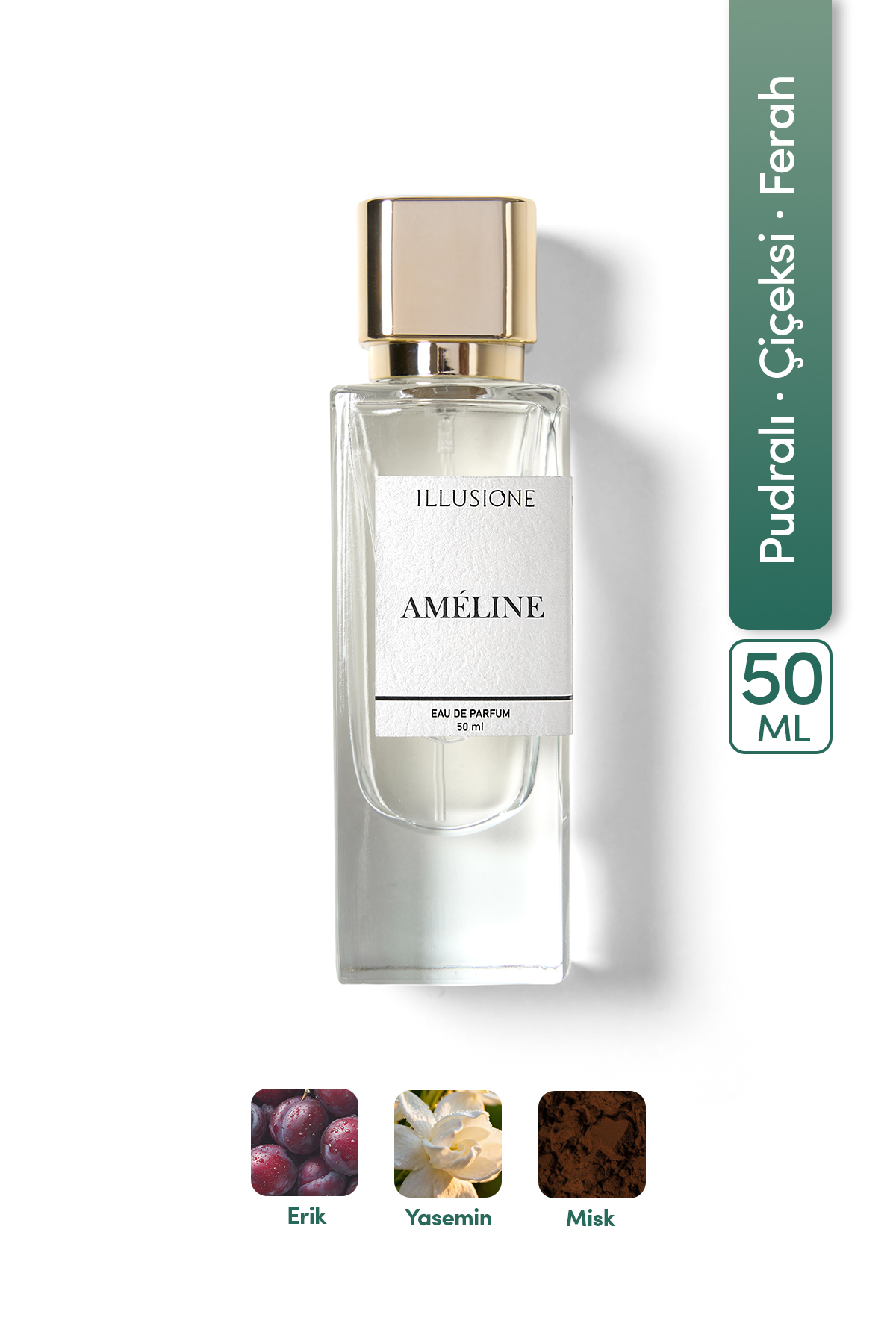 ILLUSIONE Améline EDP Kadın Parfüm 50ml | Pudramsı - Çiçeksi - Ferah | Yasemin, Misk — IPW009