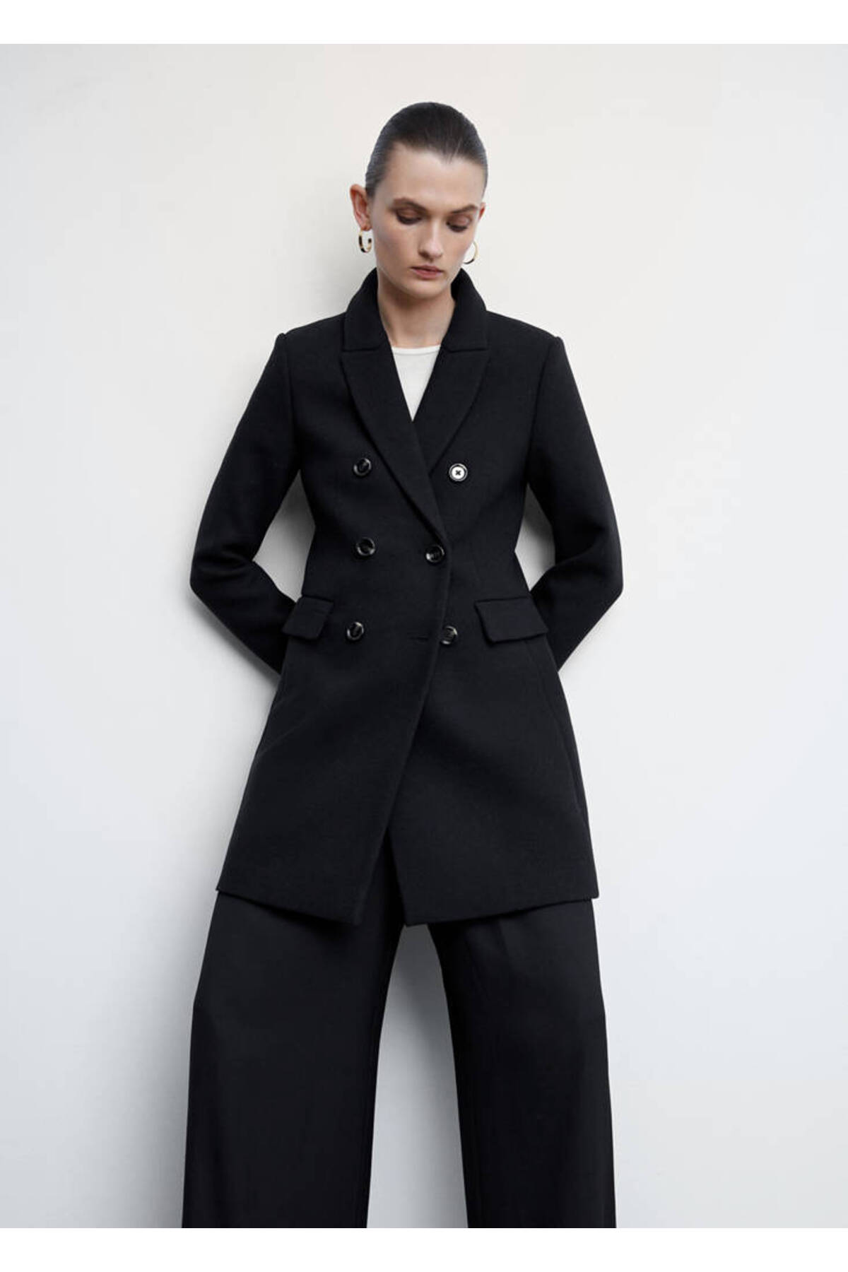 MANGO Woman Kadın Siyah Palto 47250039 görsel 2