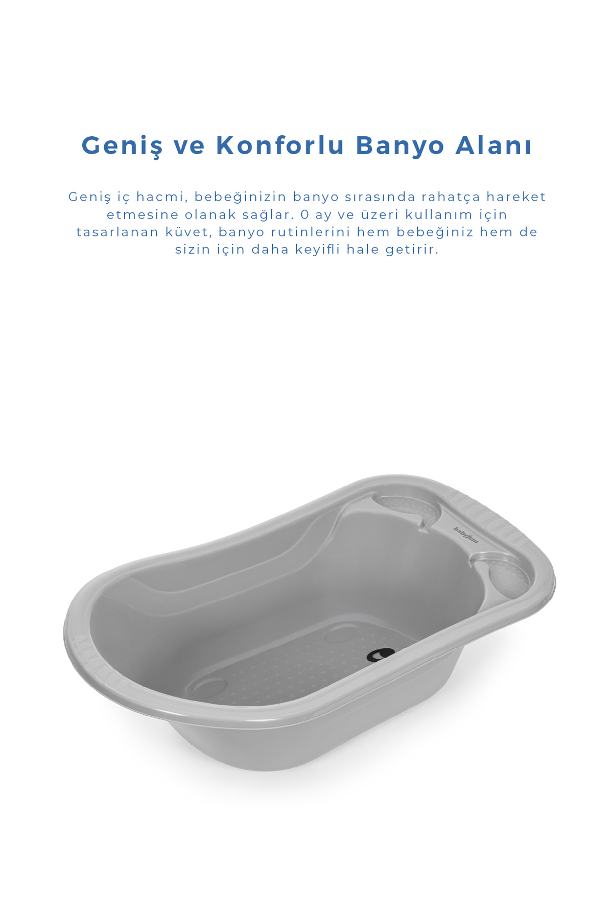 Bebek Banyo Küveti Giderli Büyük Soft Gri 5