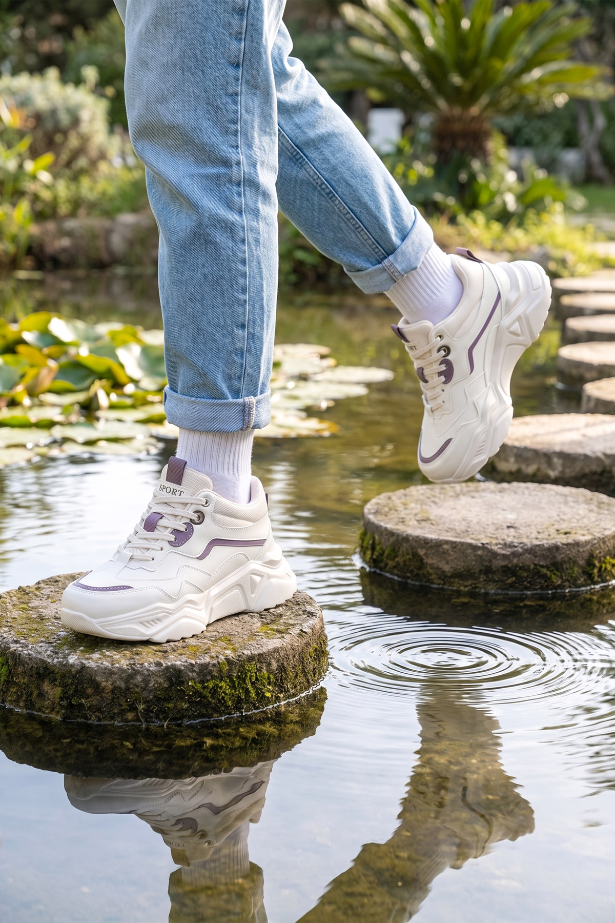 DS.PMD239K2110 Bilekli Mor Kadın Sneaker Günlük Bilekli Spor Ayakkabı 10