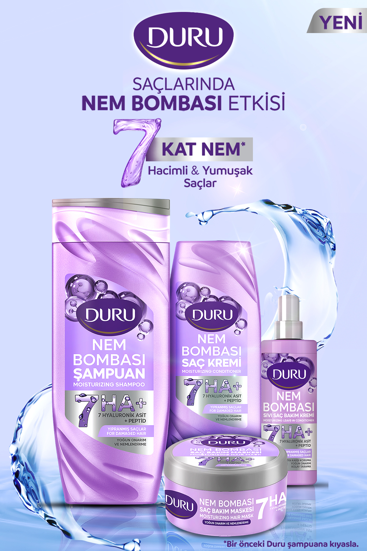 Nem Bombası 7’li Hyaluronik Asit Yoğun Onarıcı Saç Bakım Seti (Şampuan,Krem,Maske,Sprey Krem) — EVYSET453 — تصویر 5 از 6