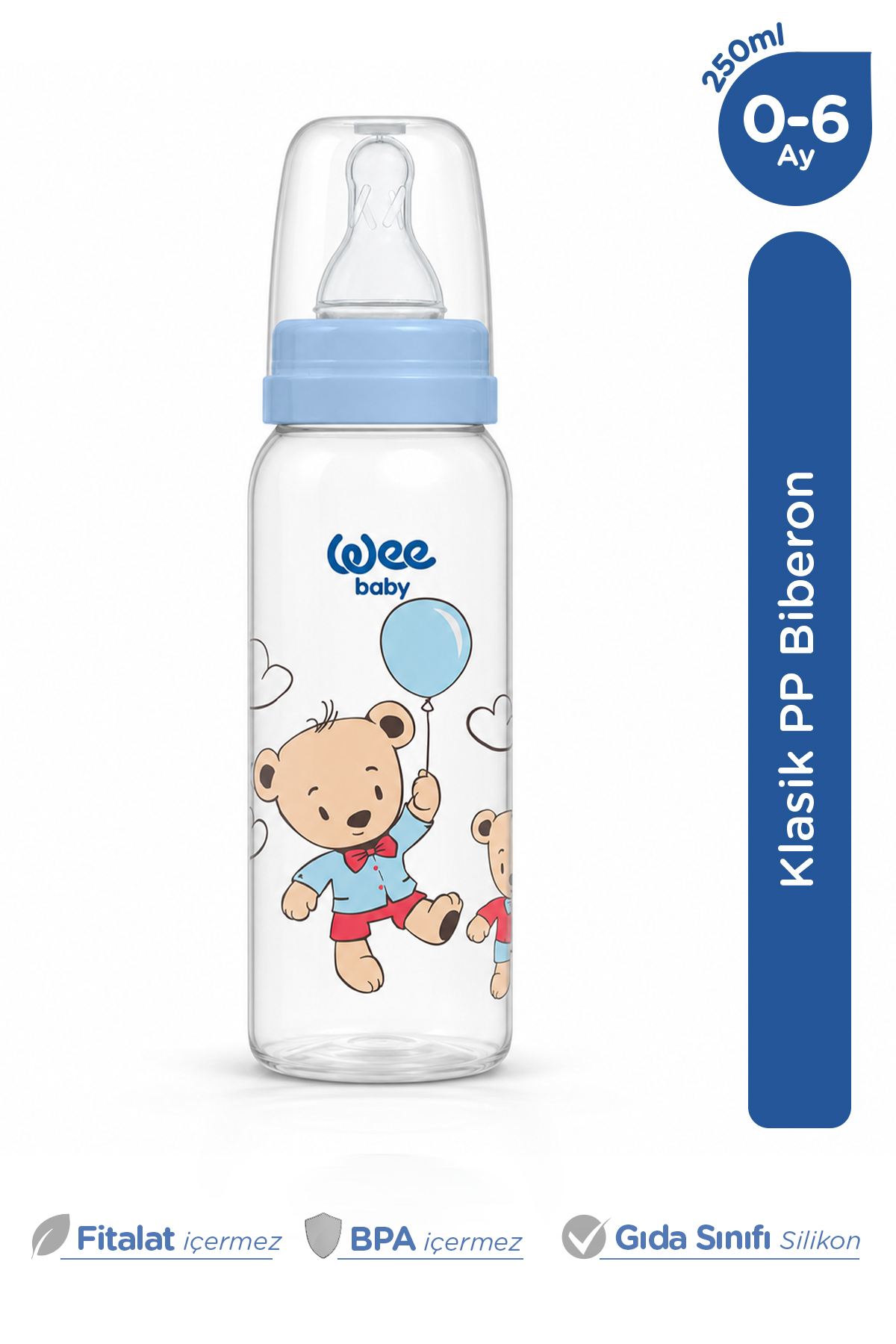 Wee Baby Klasik PP Biberon 250 ml Mavi