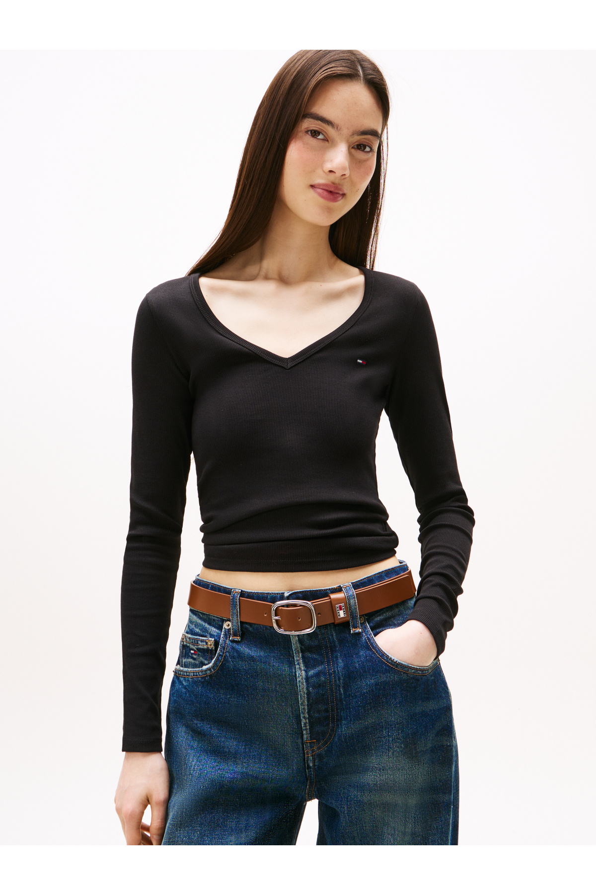 Tommy Hilfiger DW0DW17990 TJW SLIM ESSENTIAL RIB V LS BDS Чорний