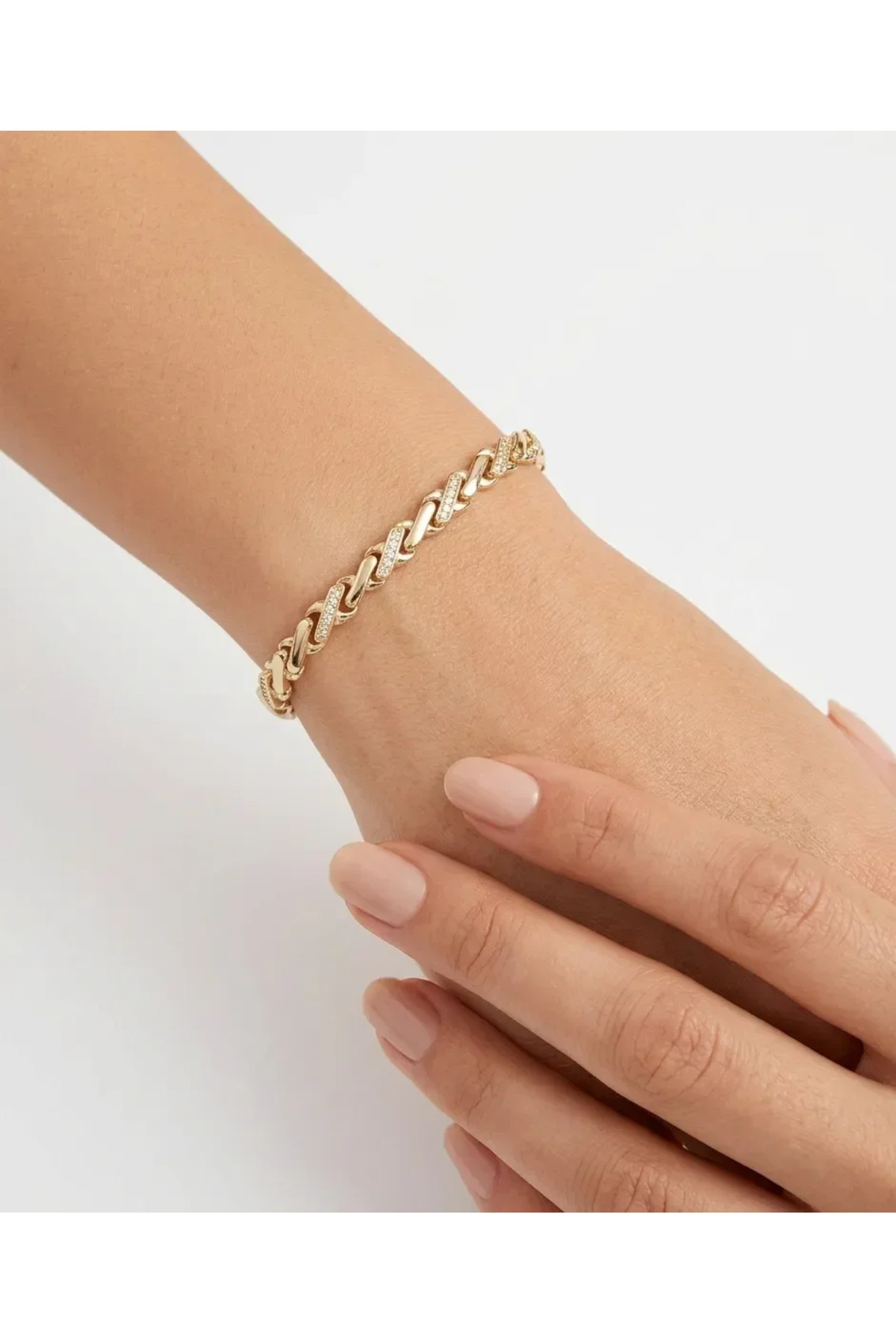 XUPING JEWELRY Melekcehobi Takı 14K Altın Kaplama Çapraz Taşlı Bileklik