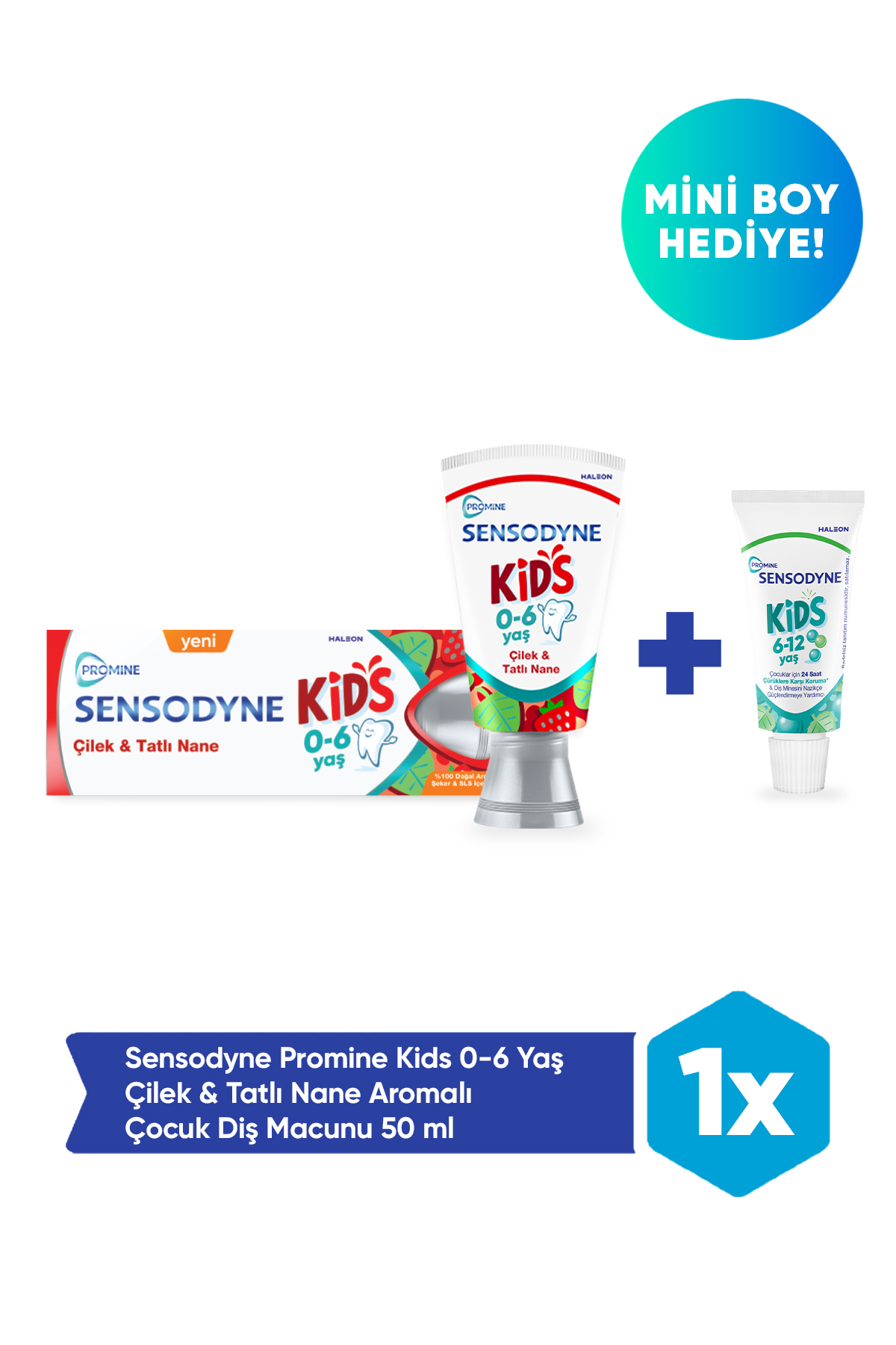 Sensodyne Promine 0-6 Yaş Çocuk Diş Macunu 50ml - Çilek Aromalı 50ml + Mini Boy Hediye! (15ml)