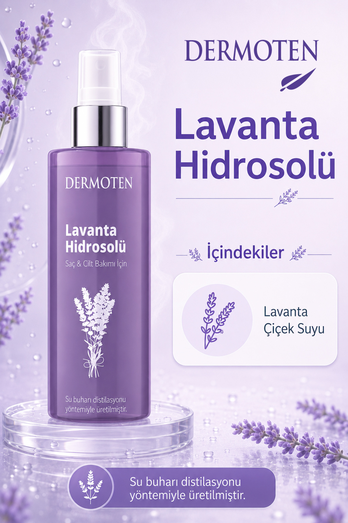 Lavanta Suyu | Cilt ve Saç İçin Ferahlatıcı Bakım Suyu — 8699649018464 — تصویر 5 از 7