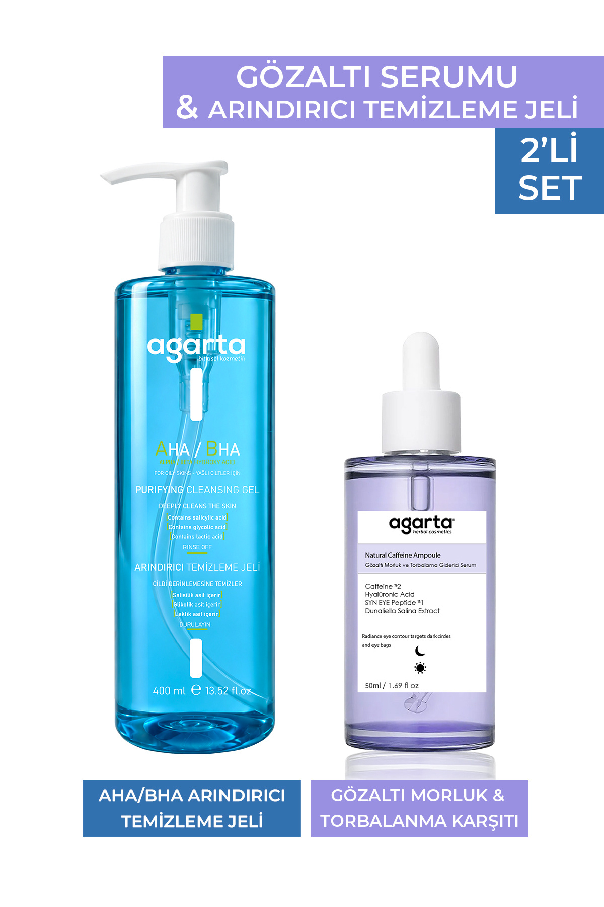 2'li Set Yüz Temizleme Jeli Mavi & Göz Altı Ve Morluk Giderici Serum — 85546588569 — تصویر 1 از 3