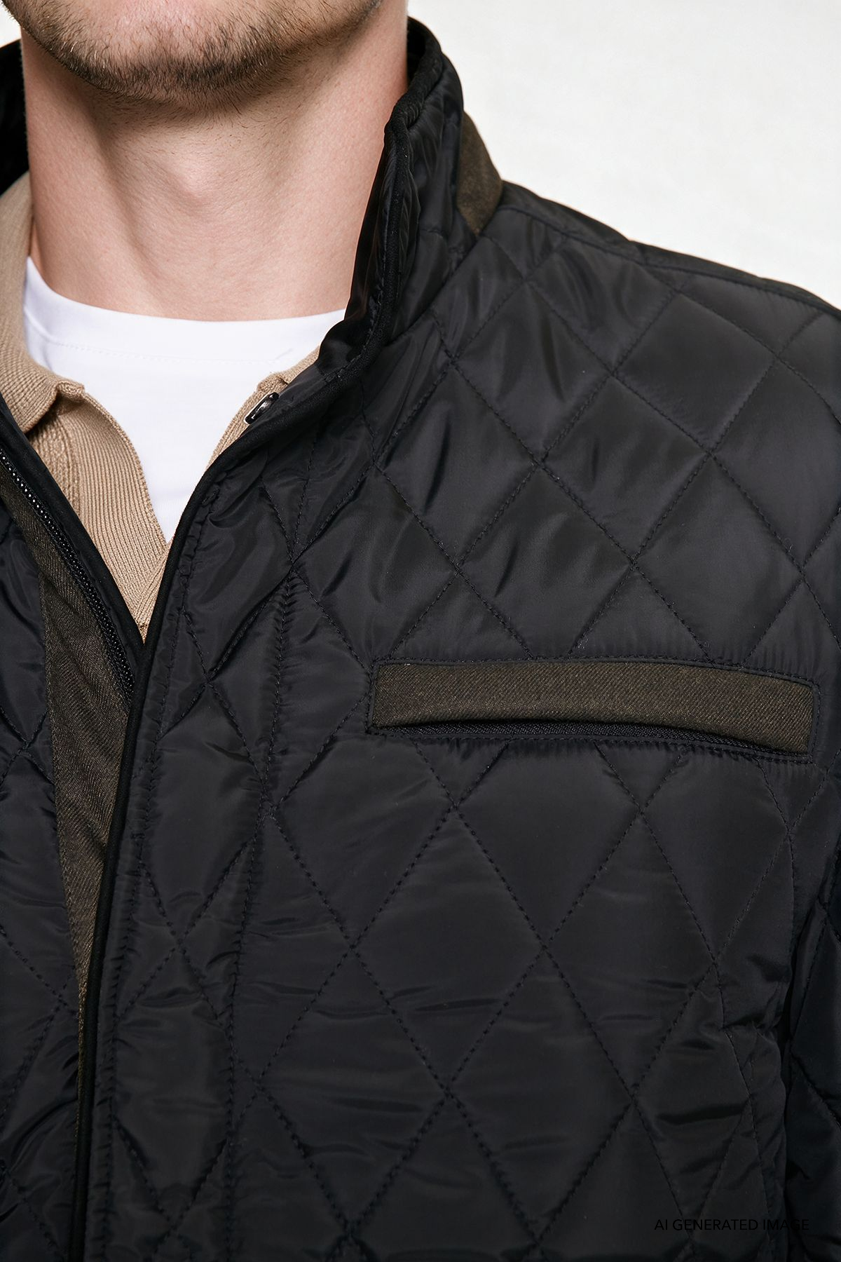 AC&Co / Altınyıldız Classics Erkek Siyah Rüzgar Geçirmez Standart Fit Normal Kesim Dik Yaka Yan Cepli Overcoat görsel 7