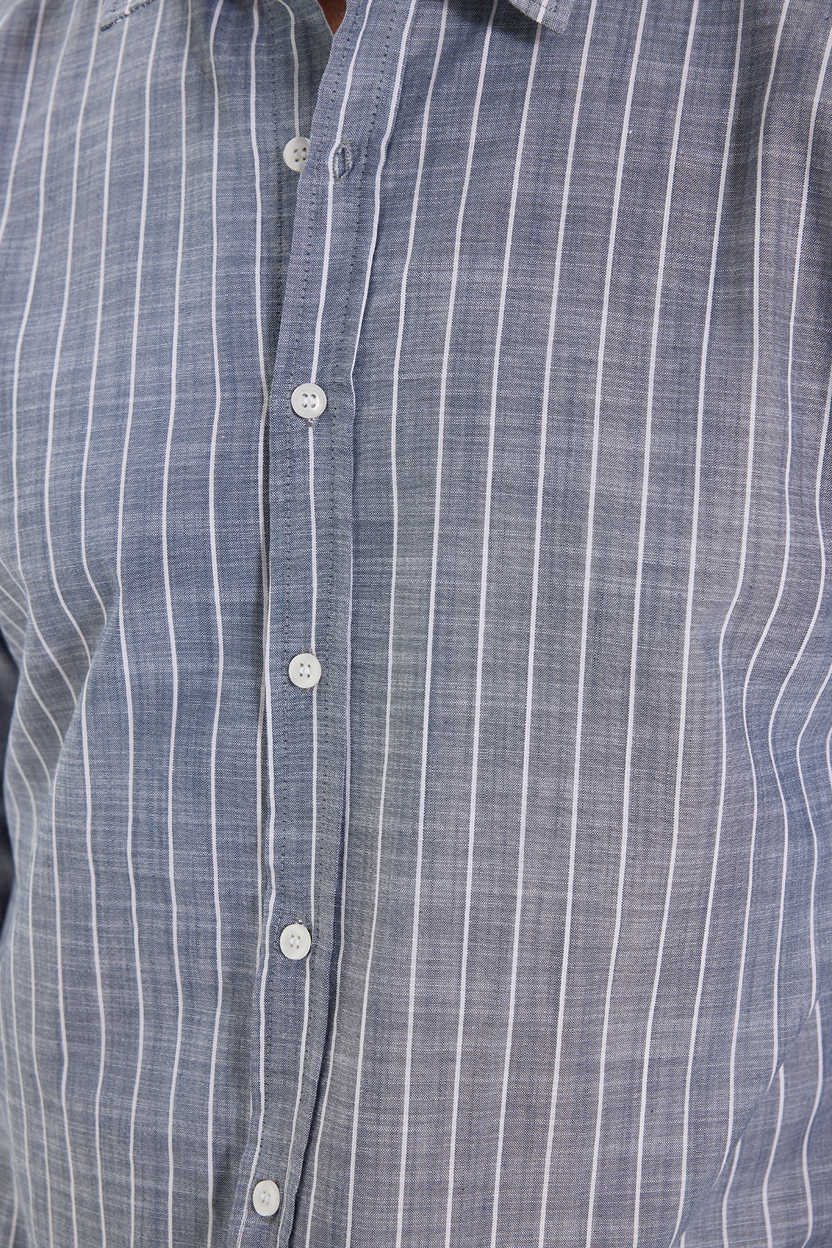 پیراهن تودورز مردانه کتان پنبه ای آبی سرمه ای بیسیک راه راه Slim Fit/اسلیم فیت    بیسیک کژوال/روزمره | Tudors DR240048 TR - تصویر 5