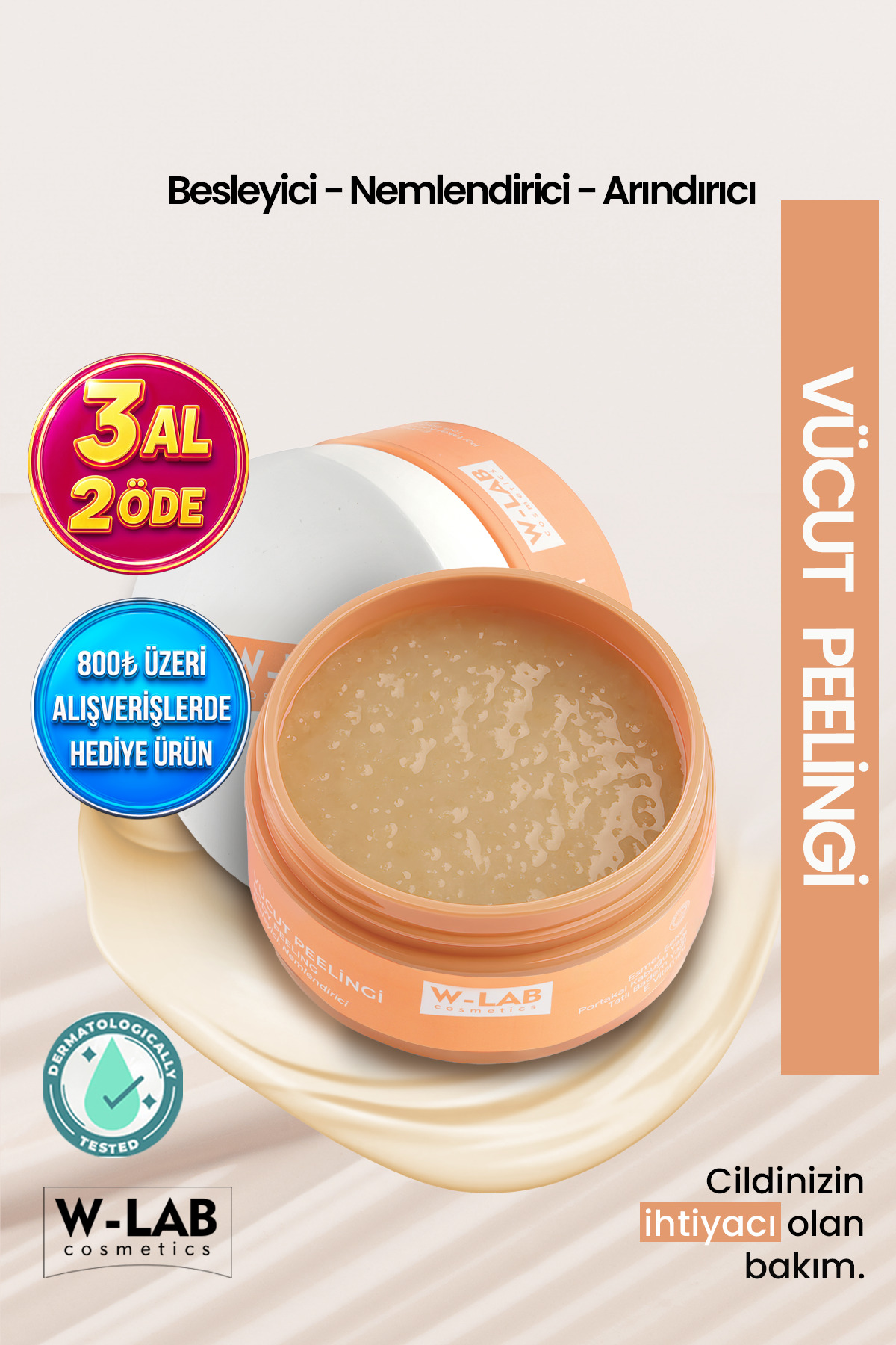 W-Lab Cosmetics اسکراب لایه بردار بدن ۲۵۰ میلی لیتر، مغذی، مرطوب کننده و پاک کننده — WLAB-U-320