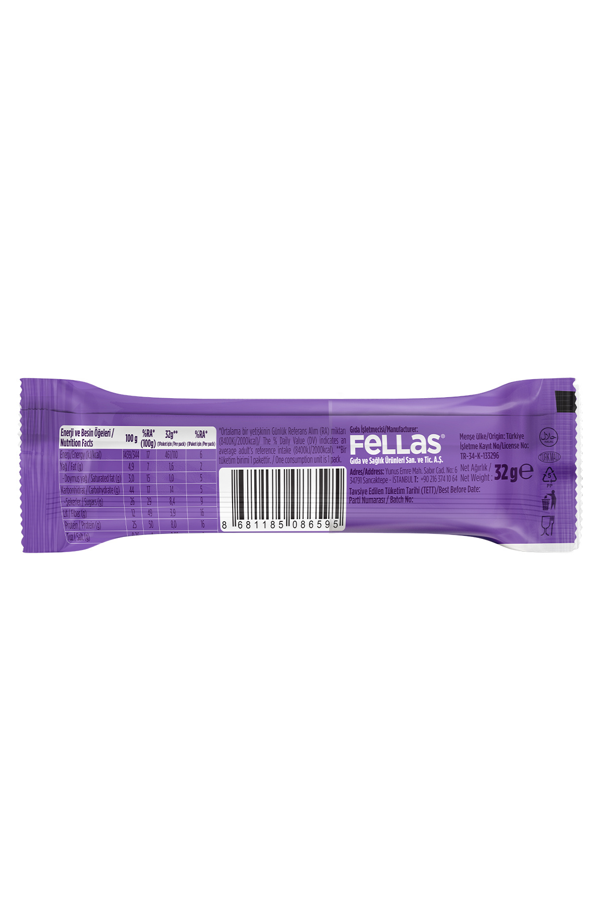 Protein Bar (32 g) Süper İkili Kutu - 24 Adet (Duble Kakaolu x 12 + Fındıklı ve Kakaolu x 12) 8
