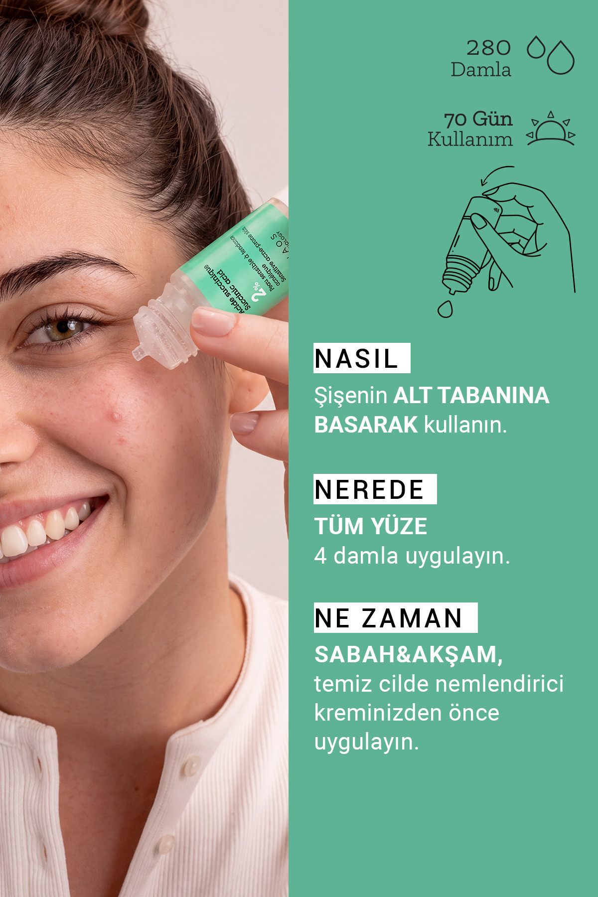 Pure Active Süksinik Asit %2 Hassas Ciltler için Akne ve Leke Karşıtı Konsantre Bakım Serumu 15 ML — 3001315652 — تصویر 4 از 10