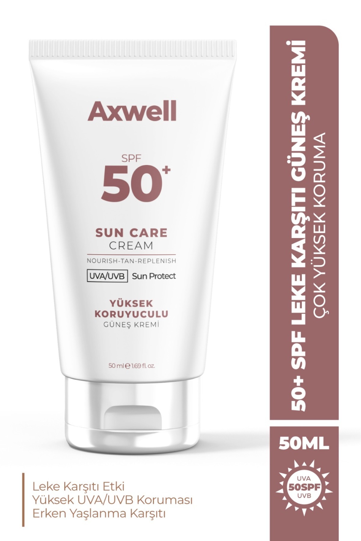 AXWELL Spf 50+ Leke Karşıtı Nemlendirici Yüksek Koruma Güneş Kremi 50 ml — SUN003