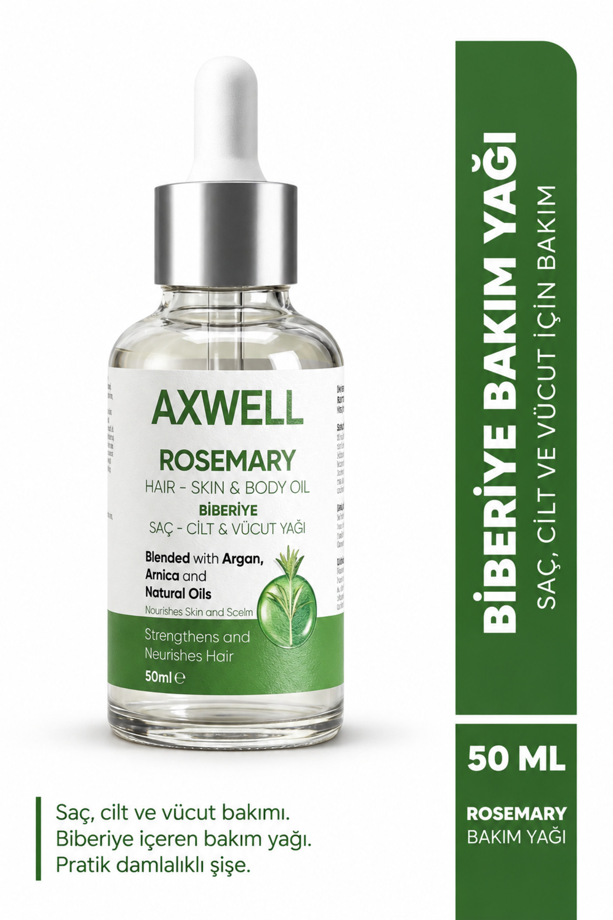 AXWELL Biberiye Saç Yağı Complexi | Biotin, Hint Yağı, Vitamin E 50 ML — BSBA1