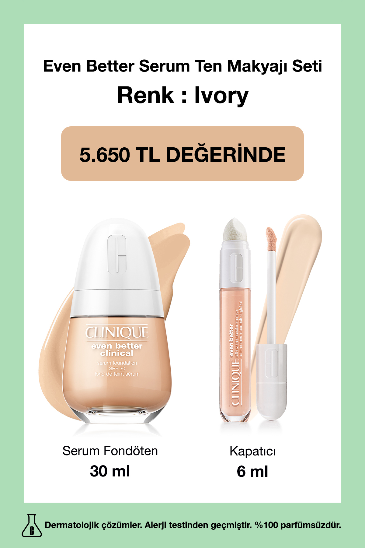 Clinique Even Better Serum Ten Makyajı Seti, Renk : Ivory | Fondöten 30ml, Kapatıcı 6ml — CLTY27
