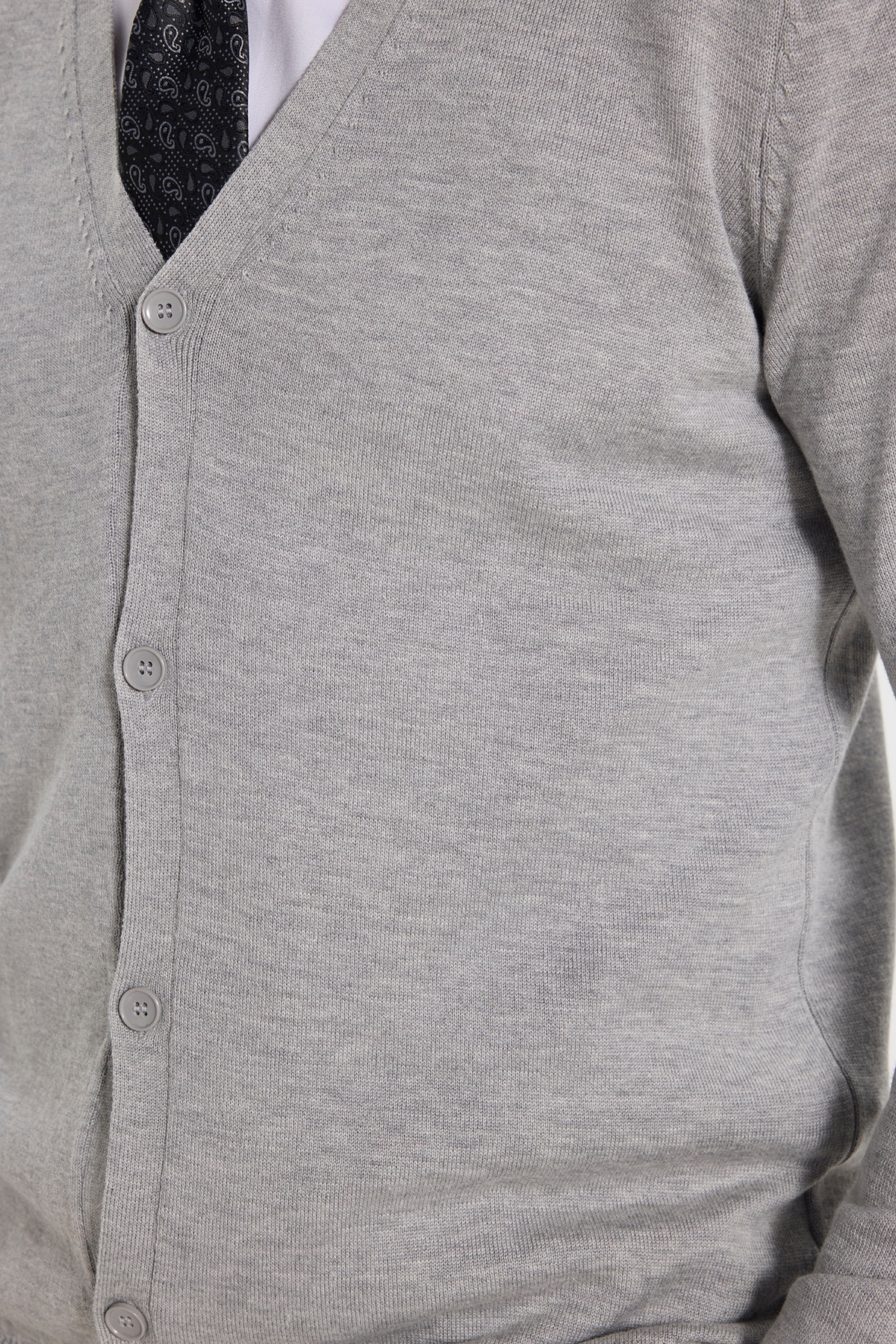 Erkek Slim Fit Düğmeli Düz Pamuk Gri Hırka — خاکستری KZ16036-02 — تصویر 7 از 9
