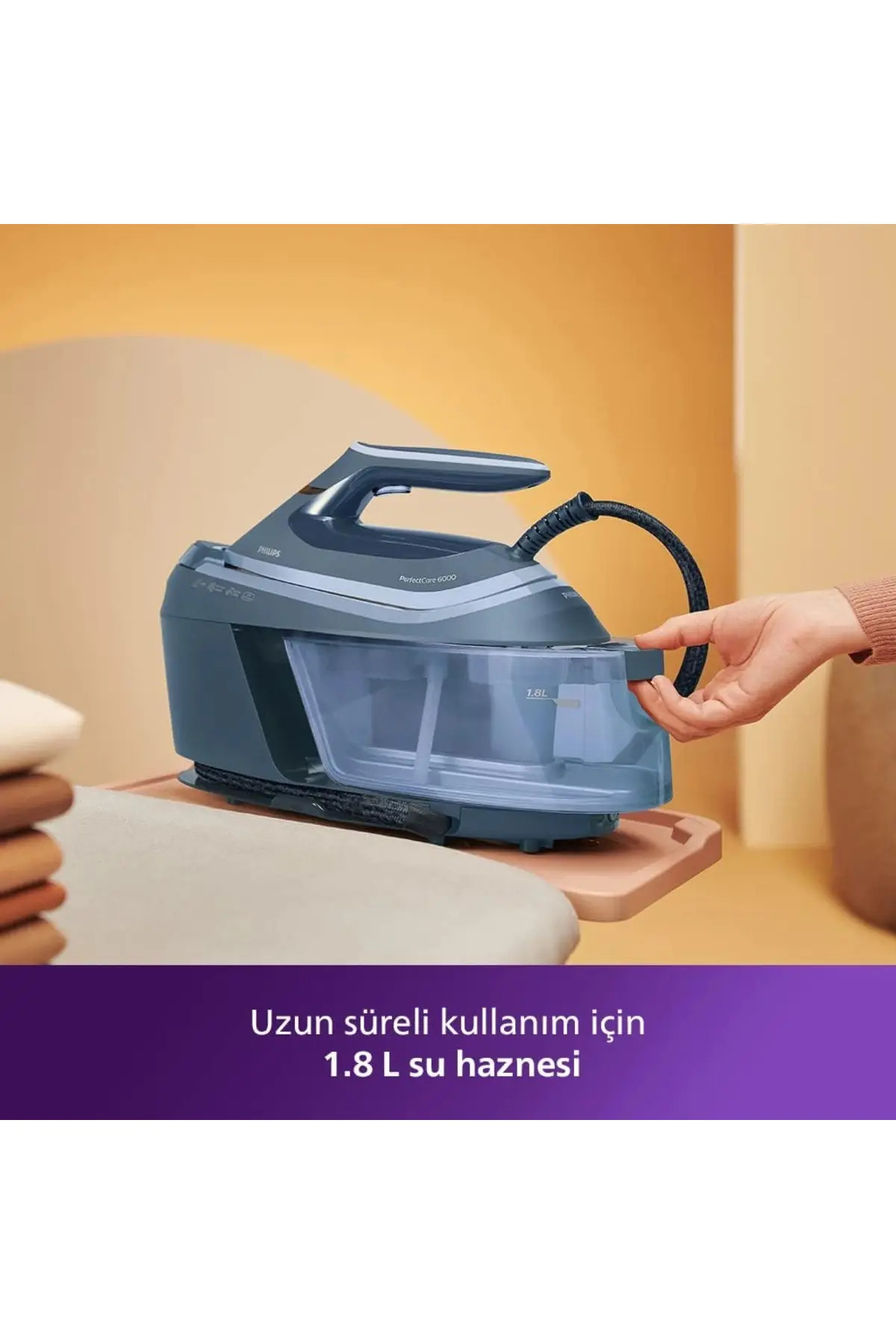 Buhar 8 Ütü Kazanlı Bar | 2400 W, 550 g Şok Buhar, Ayar Gerektirmeyen OptimalTEMP, 1,8 L Hazne, Mavi Tartı Hediyeli(ONEROUS) 3