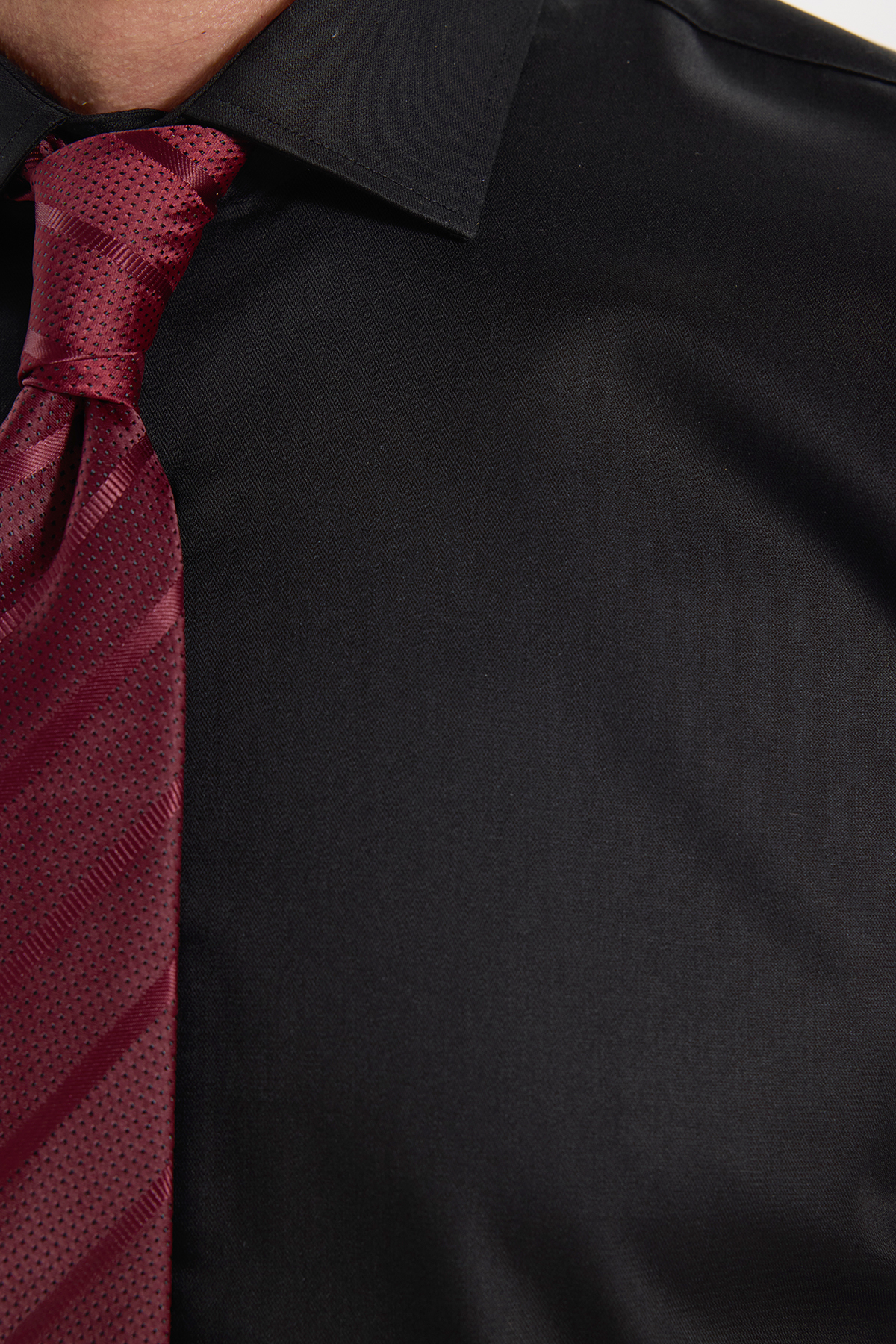 Erkek Slim Fit Non-Iron Pamuklu Siyah Gömlek — مشکی DR250009 — تصویر 7 از 9
