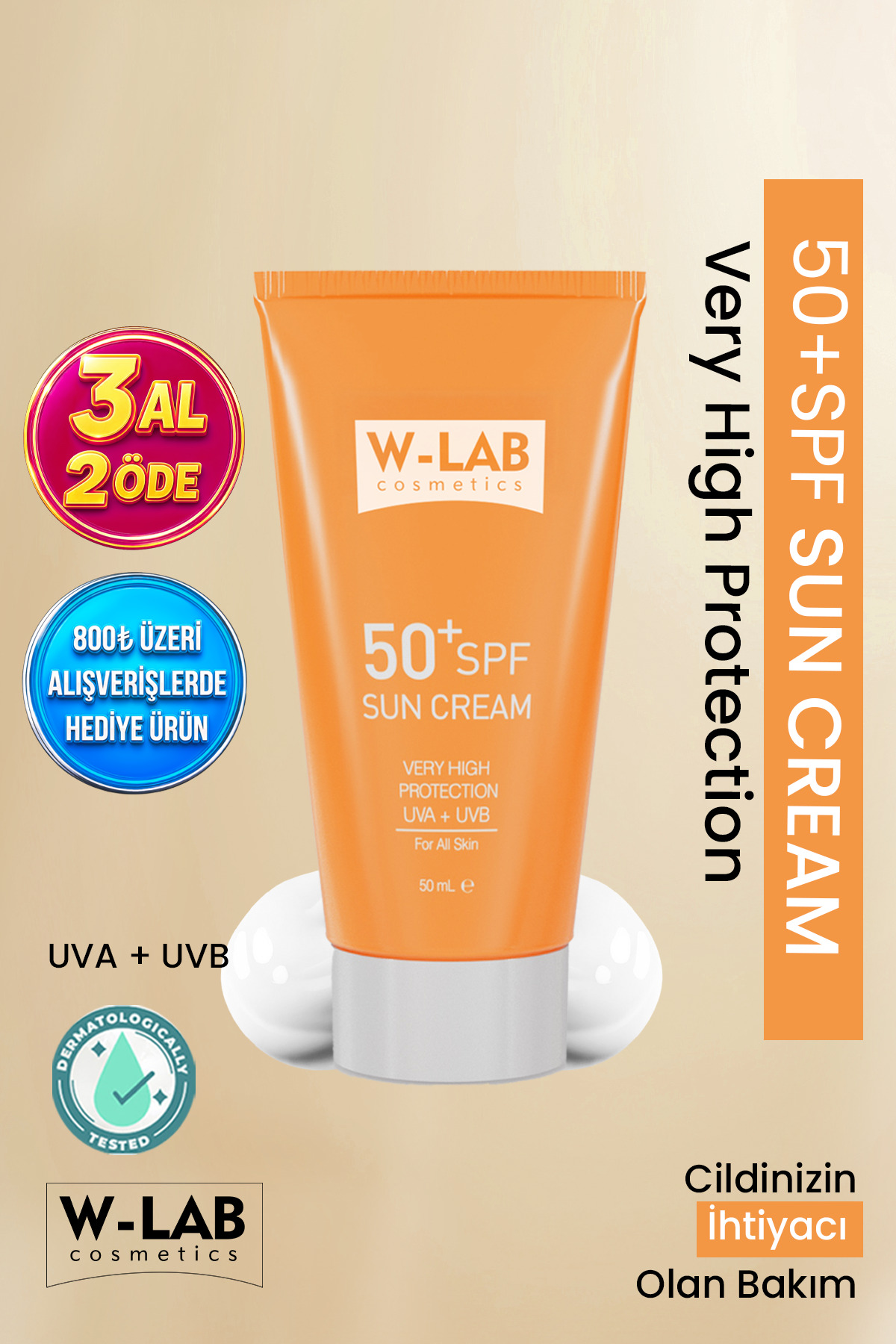W-Lab Cosmetics Koruyucu 50+Spf  Güneş Kremi 50 ml — 00003