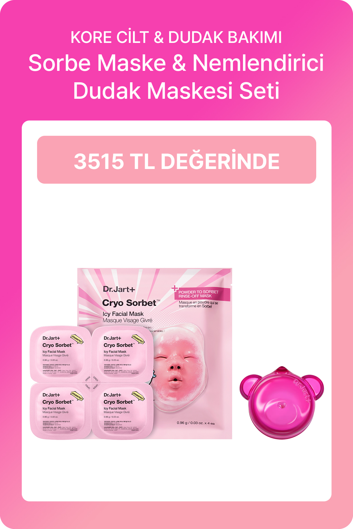 Dr.Jart+ Kore Cilt Ve Dudak Bakımı Seti | Cryo Sorbe Maske + Dudak Maskesi — DRTY21