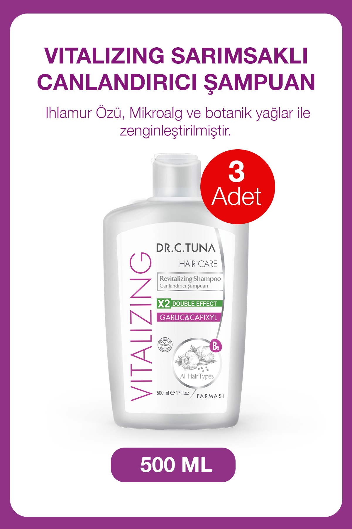 Farmasi Dr.c.Tuna Vıtalızıng Sarımsaklı Şampuan 500 ml 3 Adet