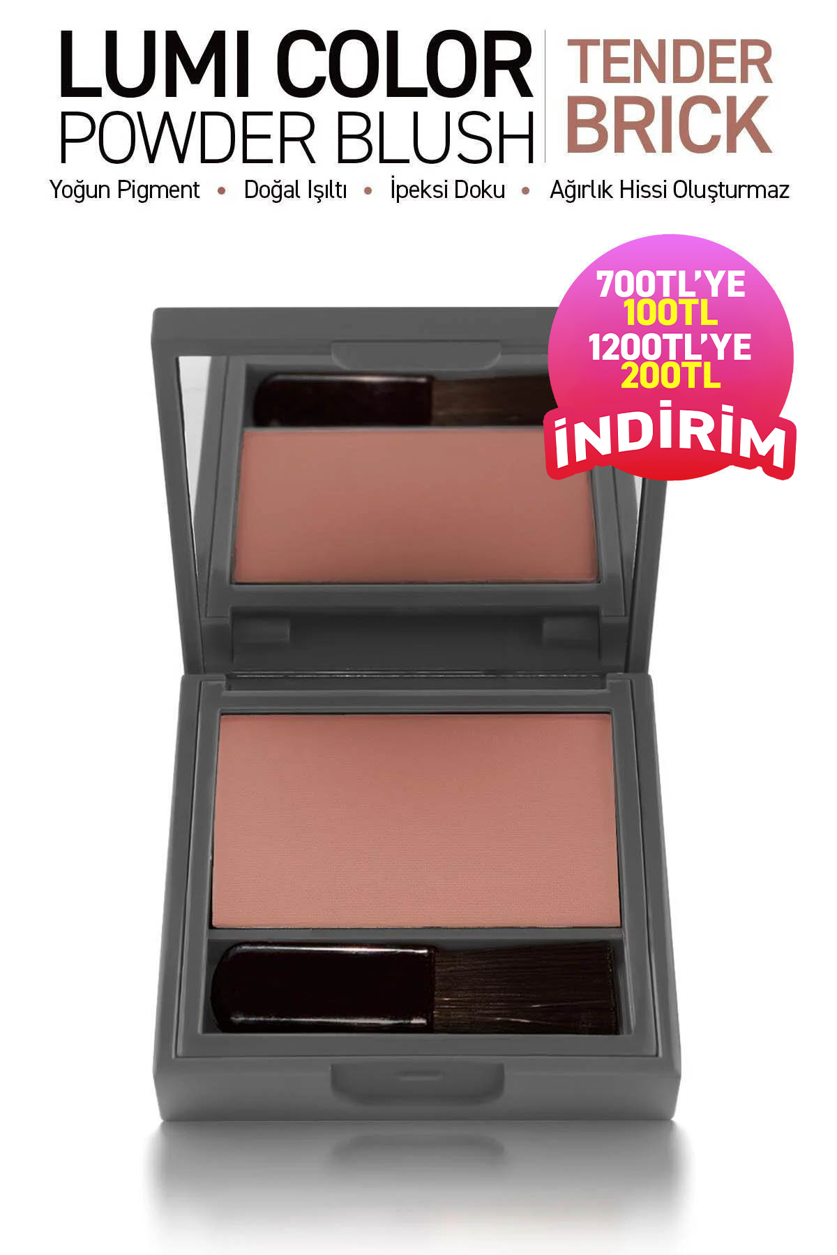 Alix Avien Yoğun Pigmentli Ultra İnce İpeksi Dokulu Pudra Allık - Lumi Color Powder Blush 155 Tender Brick — قهوهای LUMICOLOR