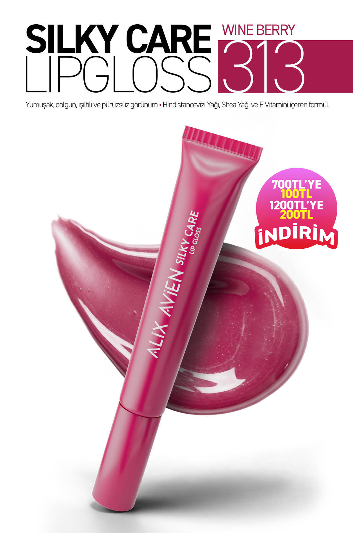 Alix Avien Dolgun Gürünüm ve Nemlendirici Etkili Dudak Parlatıcısı - Silky Care Lipgloss 313 Wire Berry — زرشکی SILKYCARE